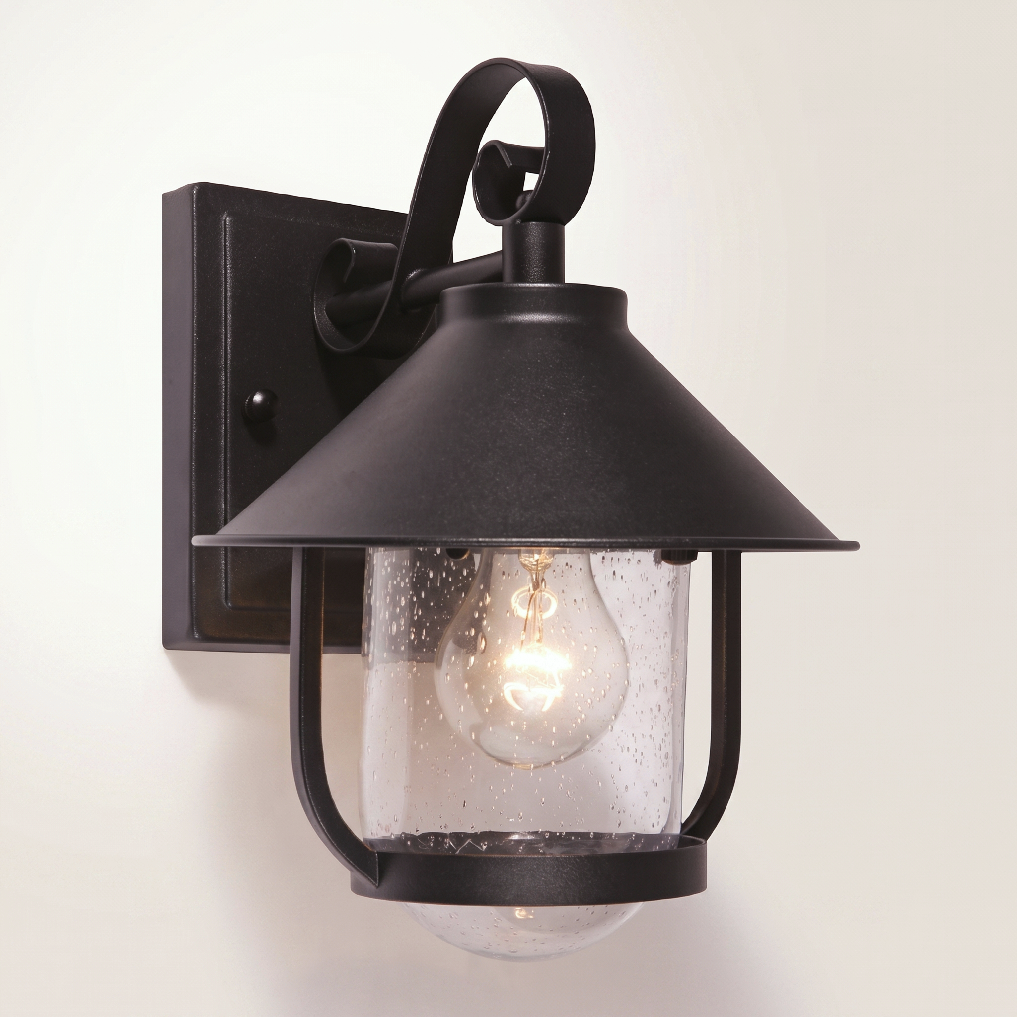 "Duke" Outdoor Wall Mount — Black Iron & Glass