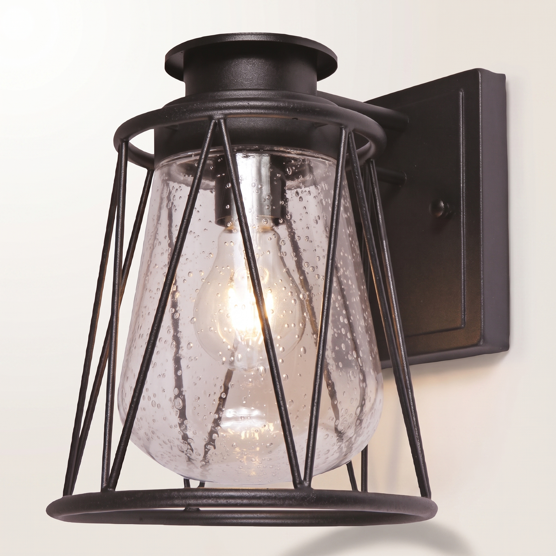 "Ferguson" Outdoor Wall Mount — Black Iron & Glass