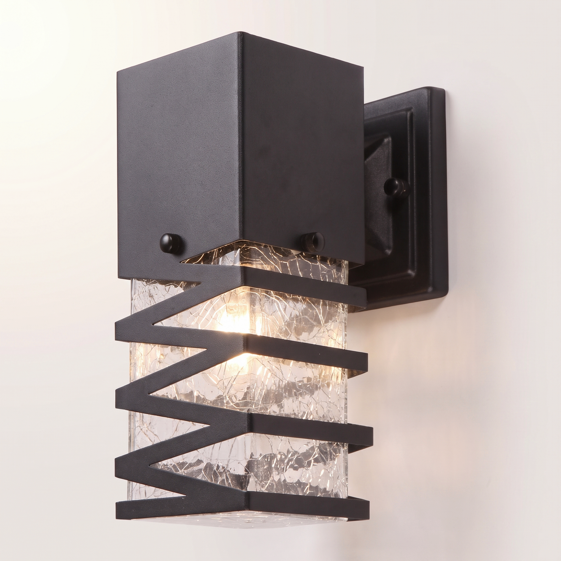"Hudson" Outdoor Wall Mount — Black Iron & Glass