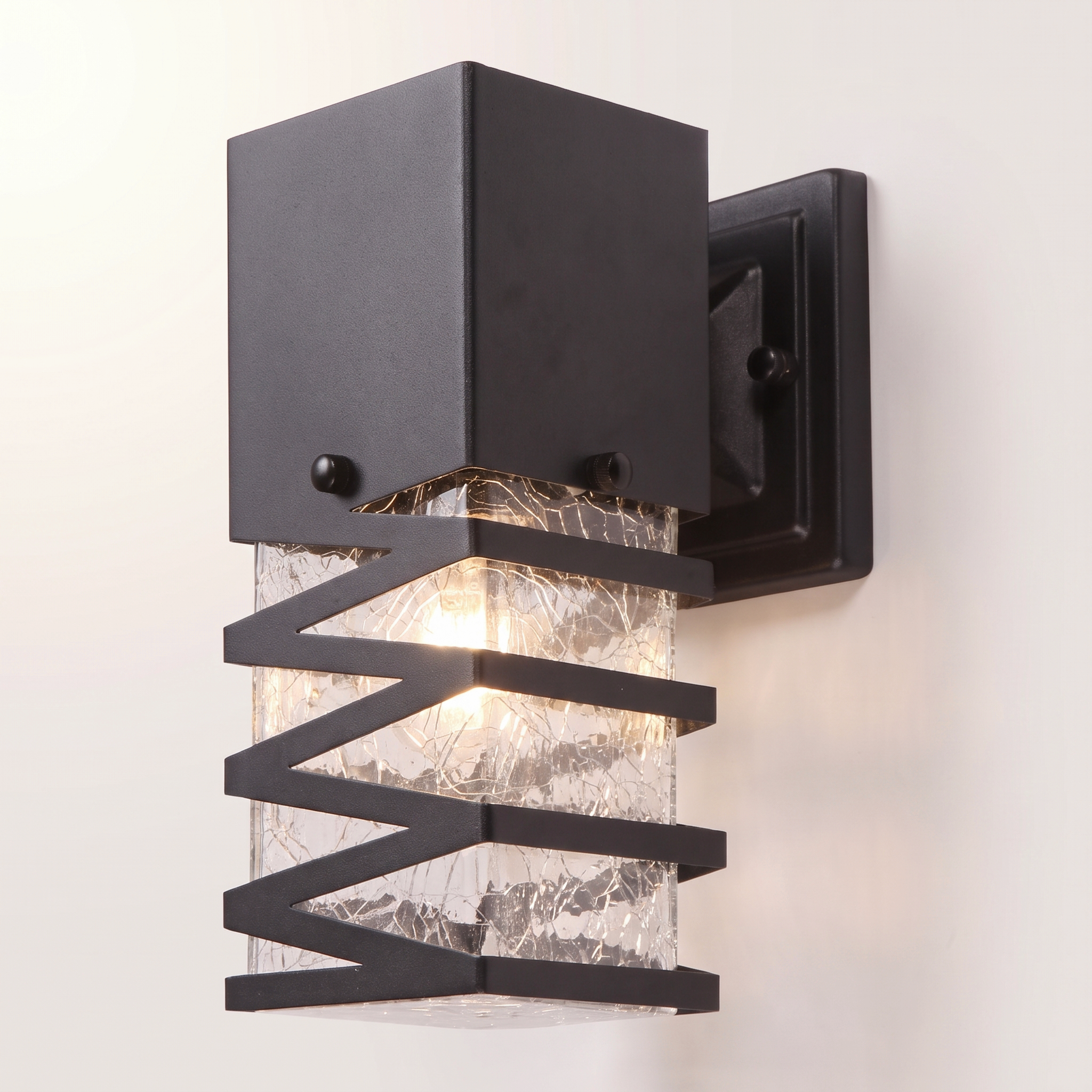 "Hudson" Outdoor Wall Mount — Black Iron & Glass