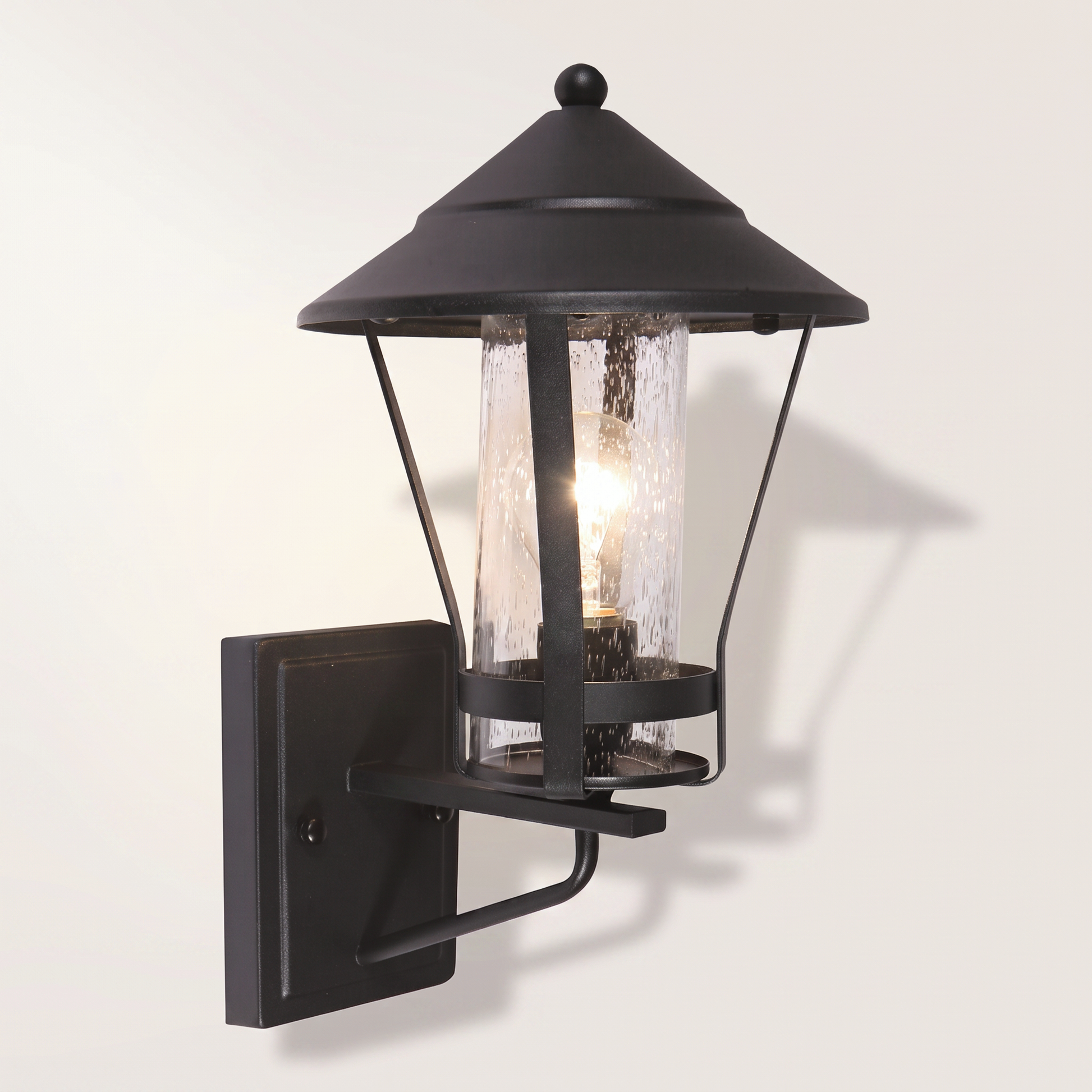 "London" Outdoor Wall Mount — Black Iron & Glass