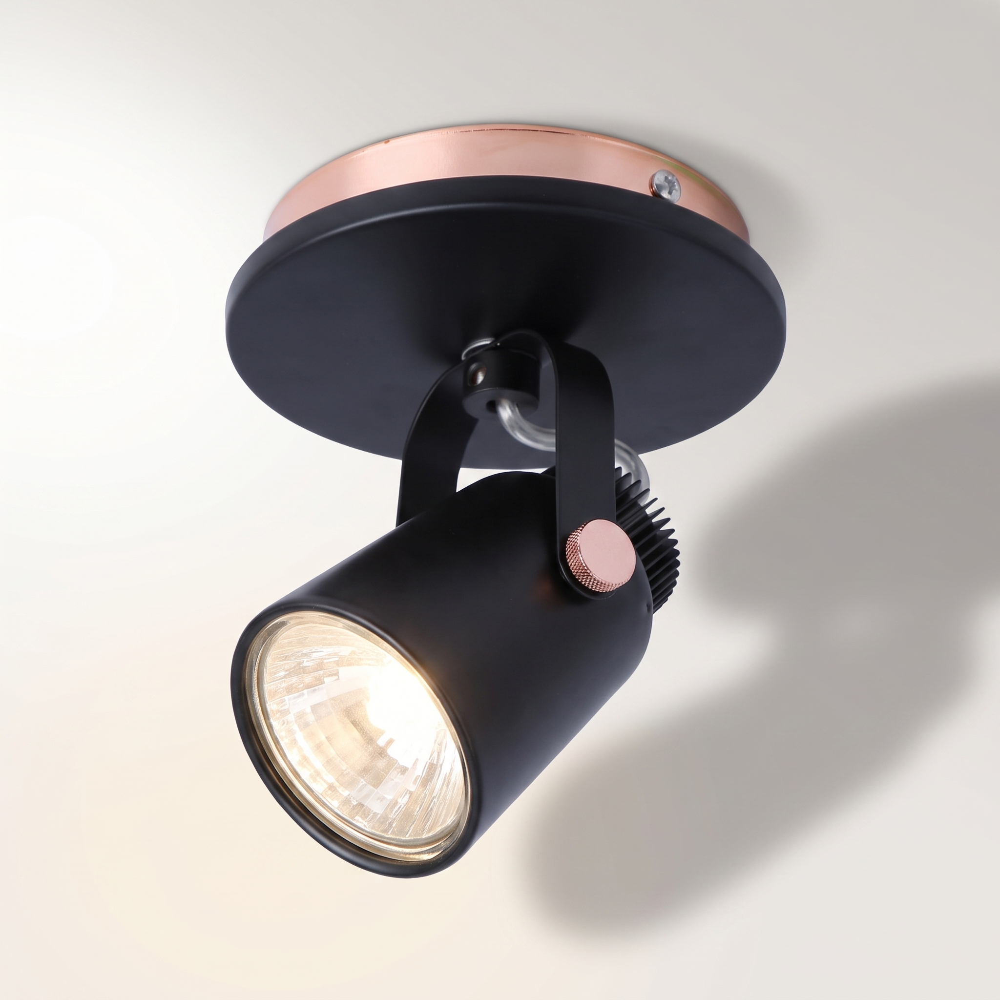 "Walter" 1-Head Ceiling Swivel Light — Black & Copper