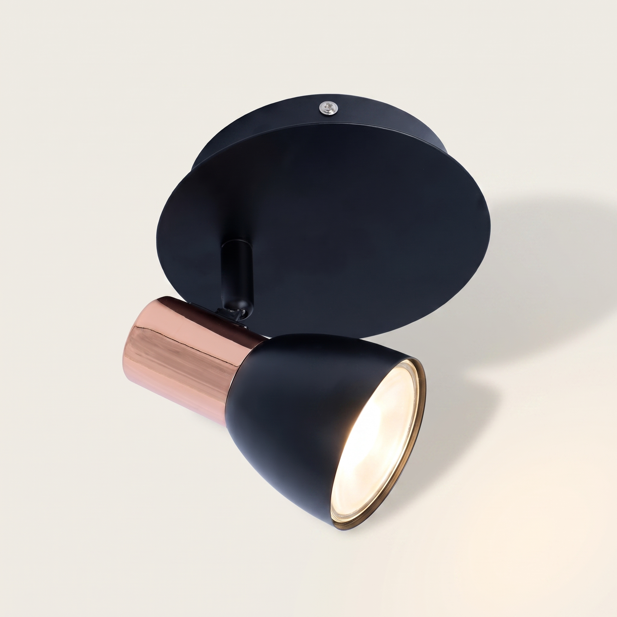 "Riviera" 1-Head Ceiling Swivel Light — Black & Copper