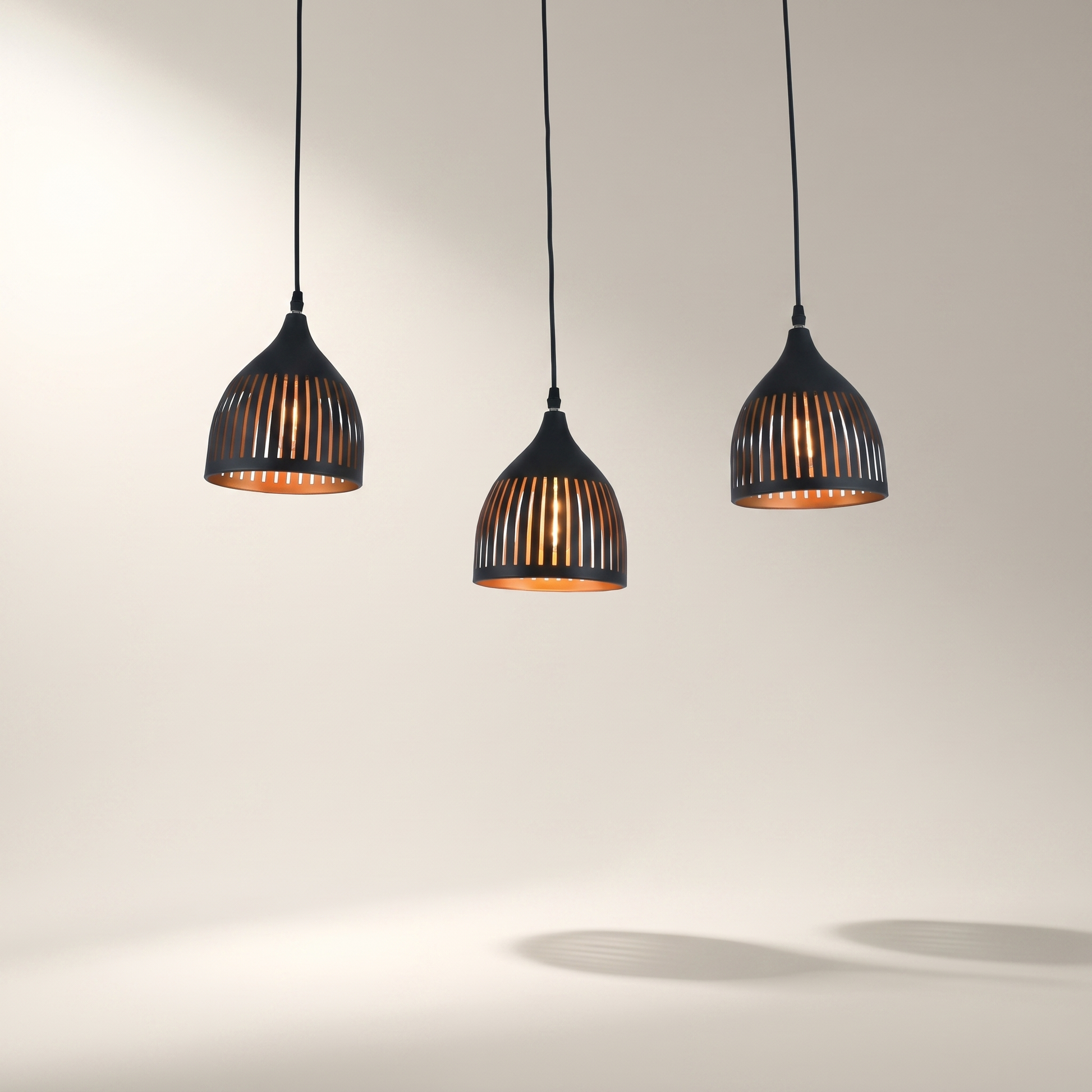 Jessar "Mabel" 3-Light Pendant — Black & Gold Steel