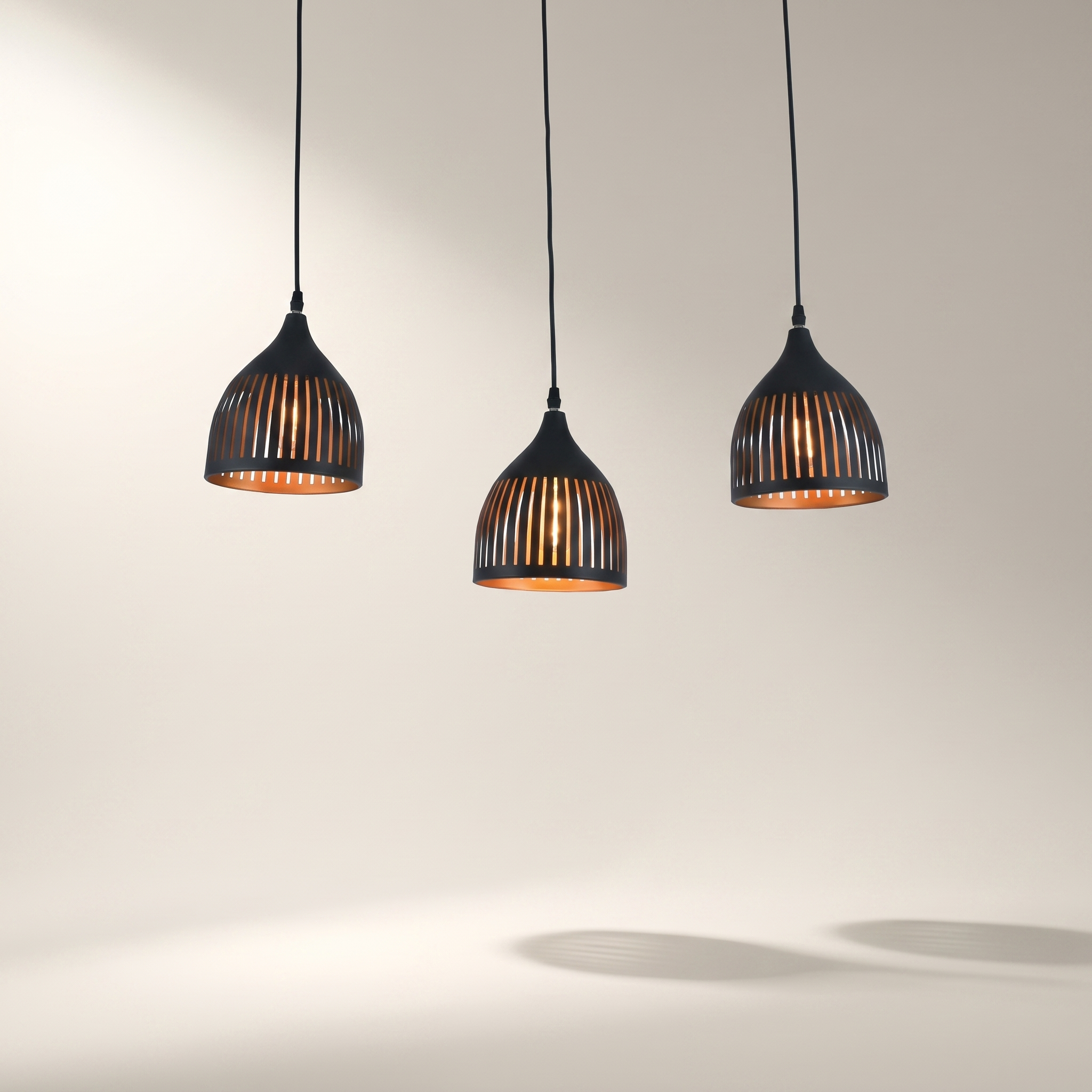 Jessar "Mabel" 3-Light Pendant — Black & Gold Steel