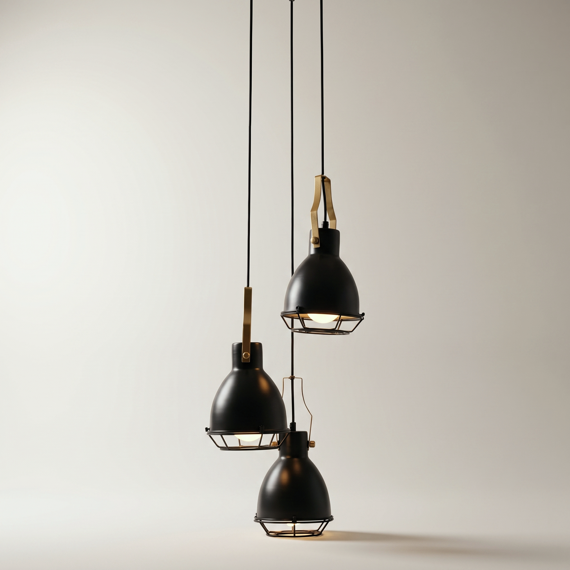 Jessar "Virginia" 3-Light Pendant — Black & Gold Steel