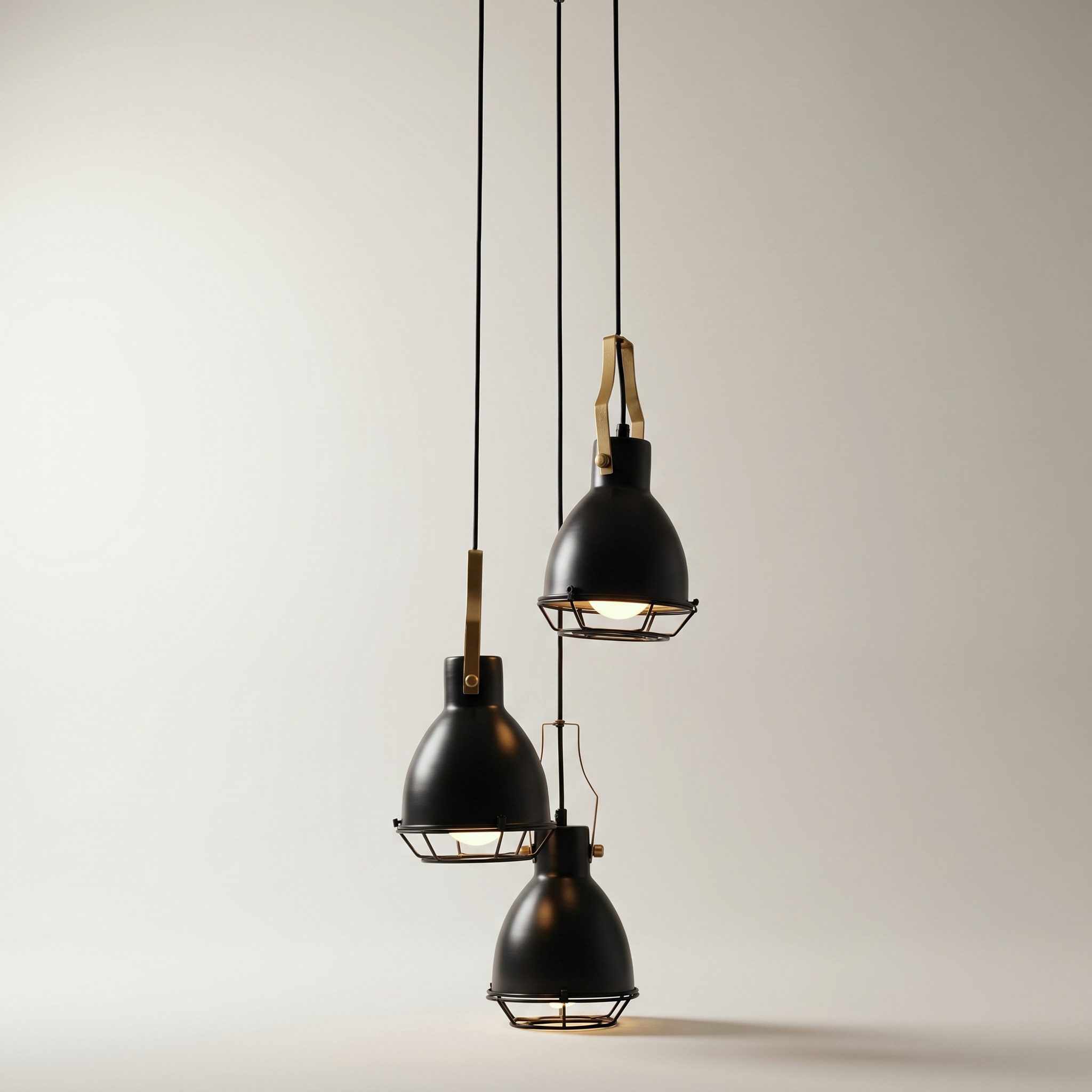 Jessar "Virginia" 3-Light Pendant — Black & Gold Steel