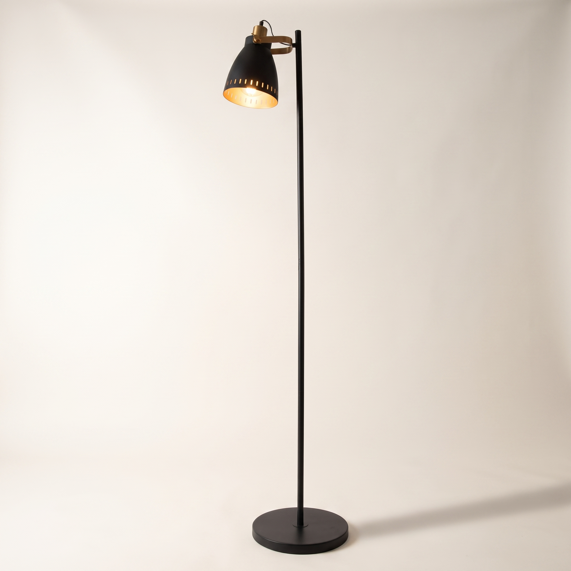 Jessar "Parker" 1-Head Floor Lamp — Black & Gold Steel