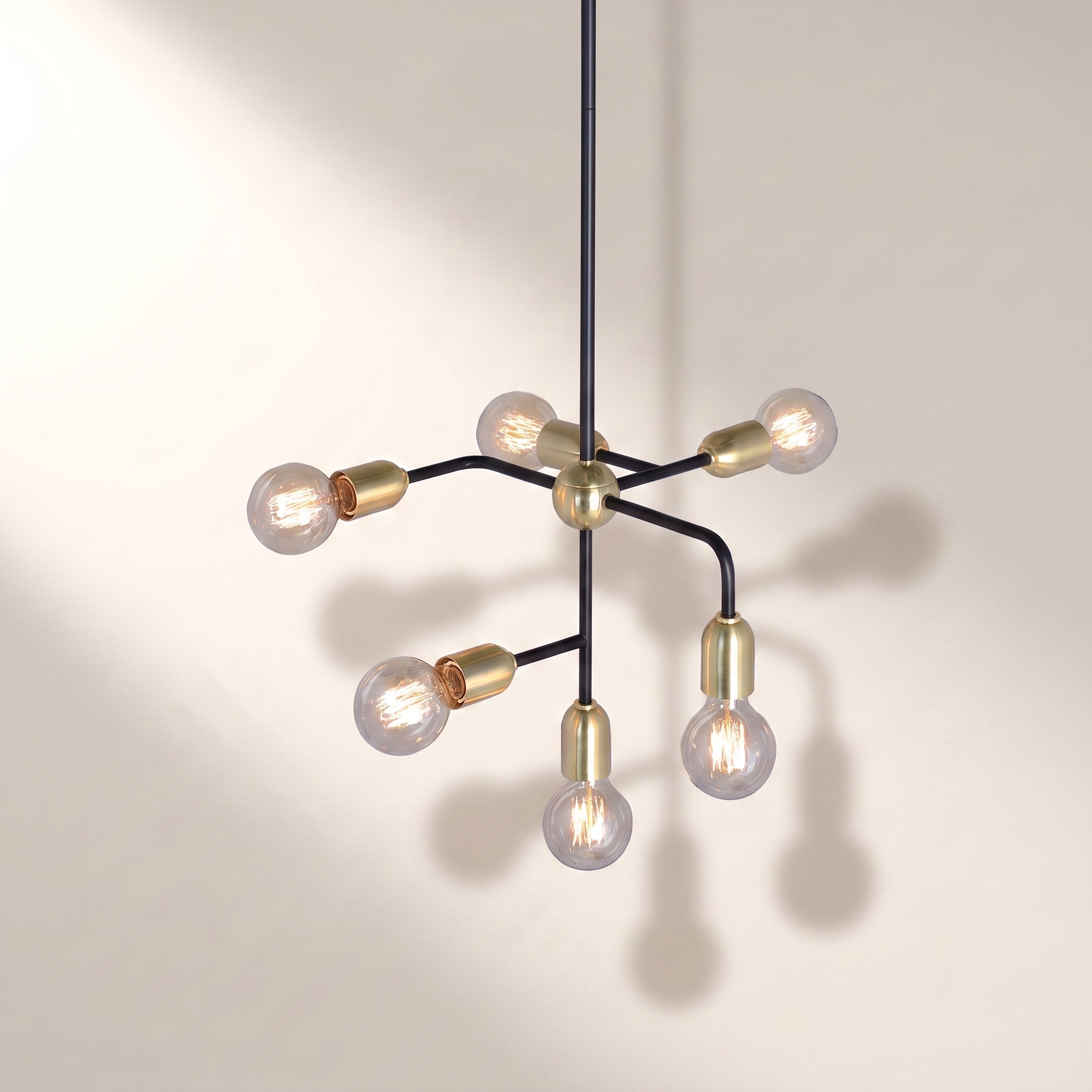 Skylight 6-Light Sputnik Pendant — Black & Gold, Adjustable Height