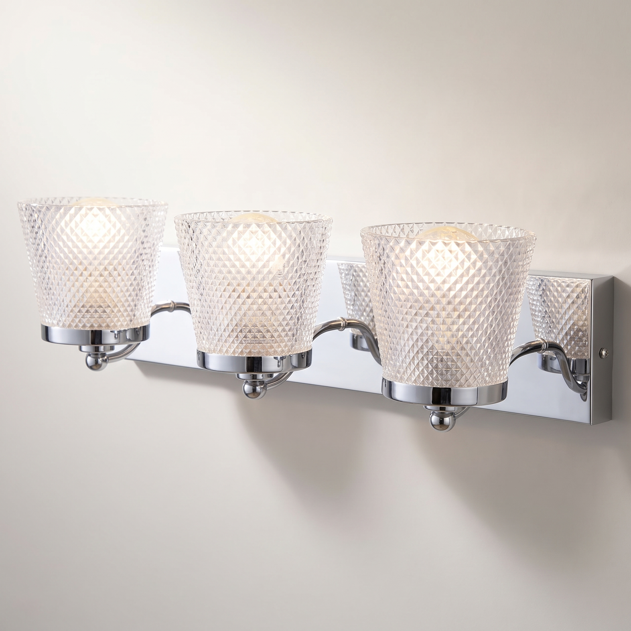 Riva 3-Light Vanity Light — Chrome & Glass