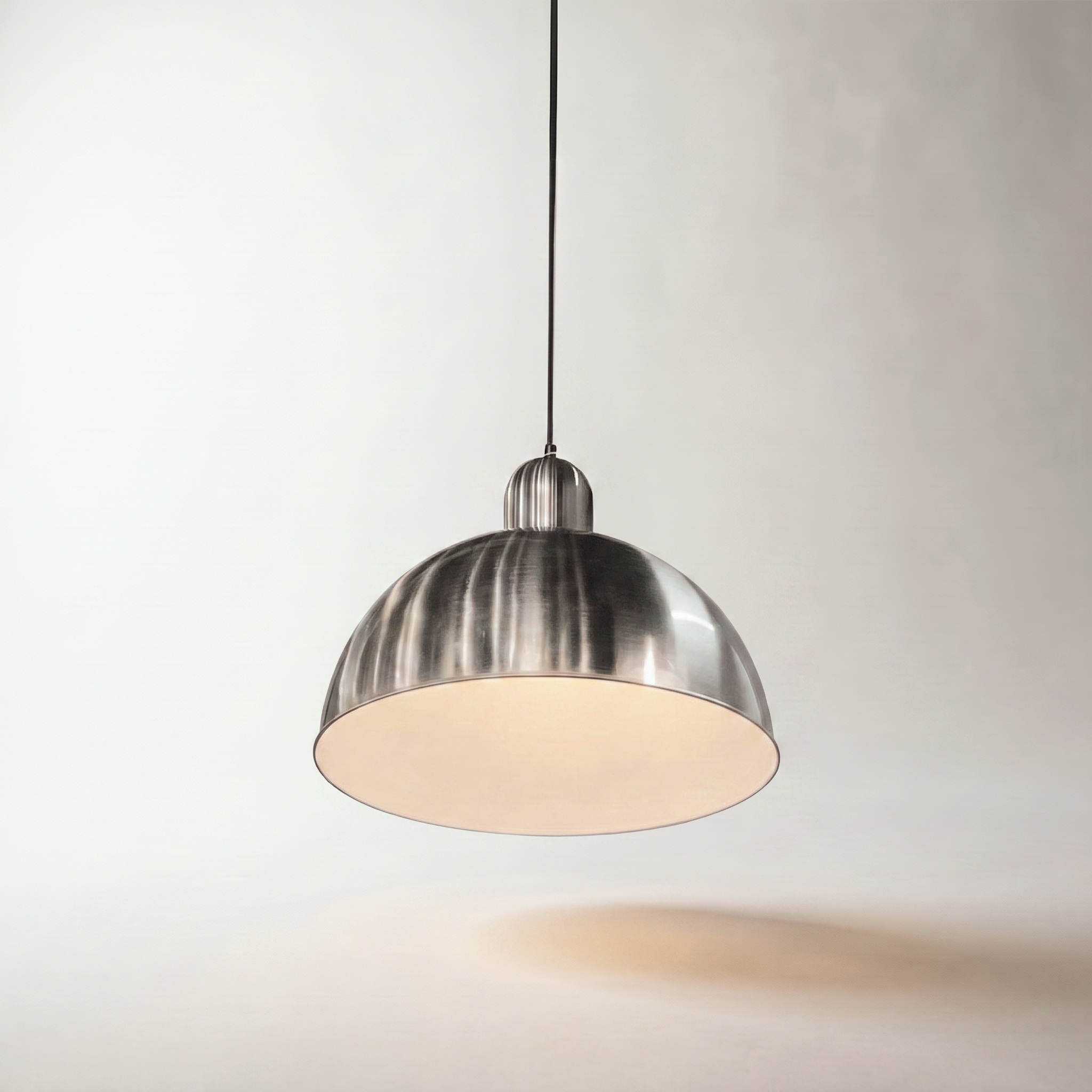 Elva Single-Light Dome Pendant — Silver, Matte, Large