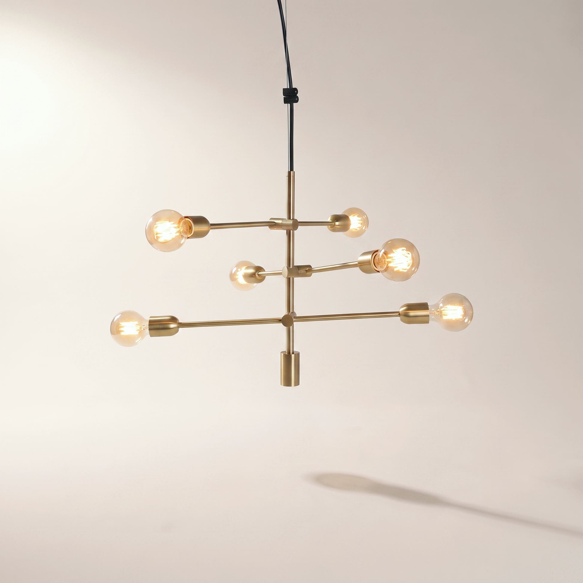 Elixir 6-Light Pendant — Satin Gold-Plated Brass, Adjustable Height
