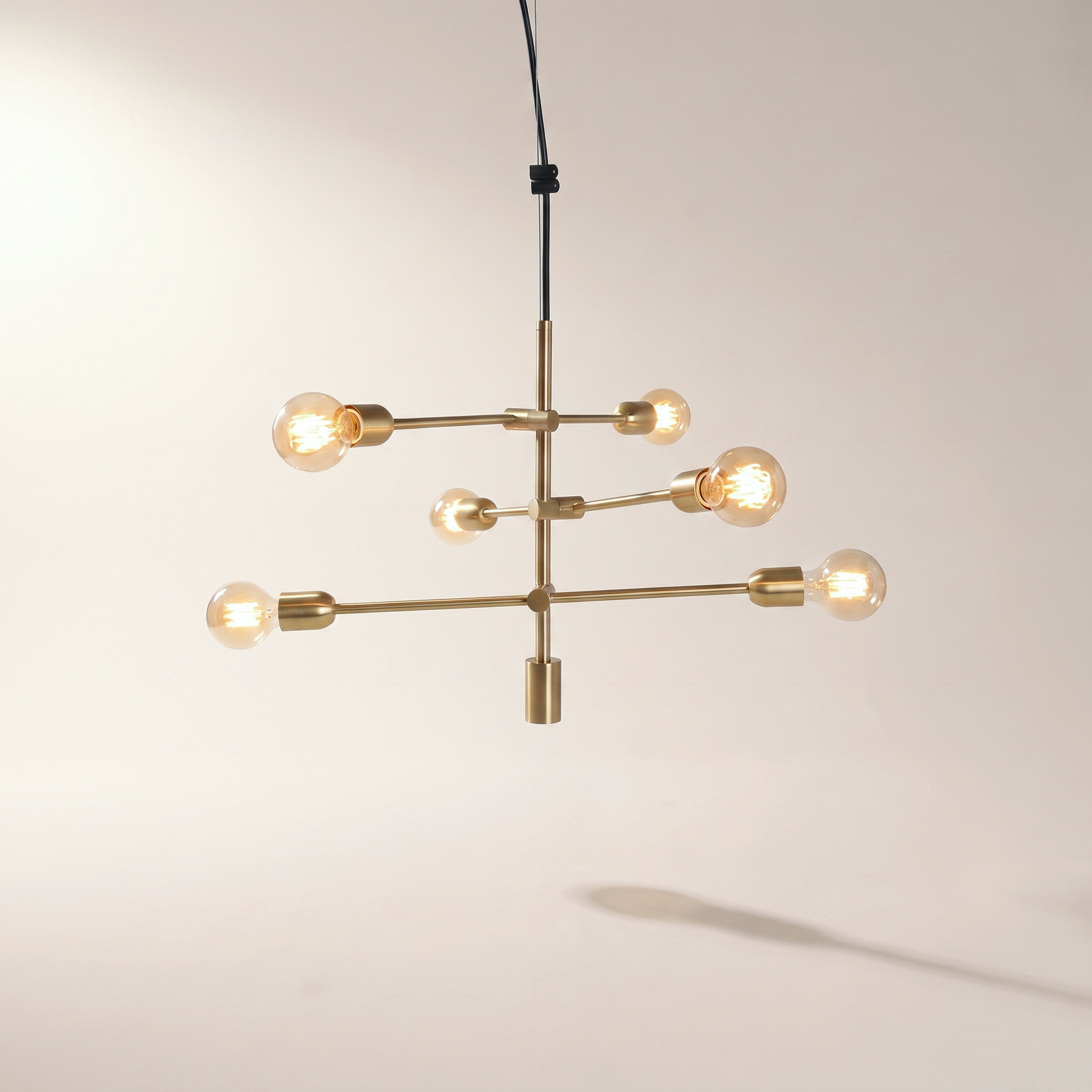 Elixir 6-Light Pendant — Satin Gold-Plated Brass, Adjustable Height