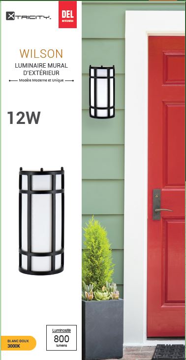Outdoor wallmount led integ 12''/12W/3000K black "Wilson"