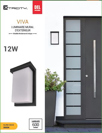 Outdoor wallmount led integ 8''/12W/3000K black "Viva"
