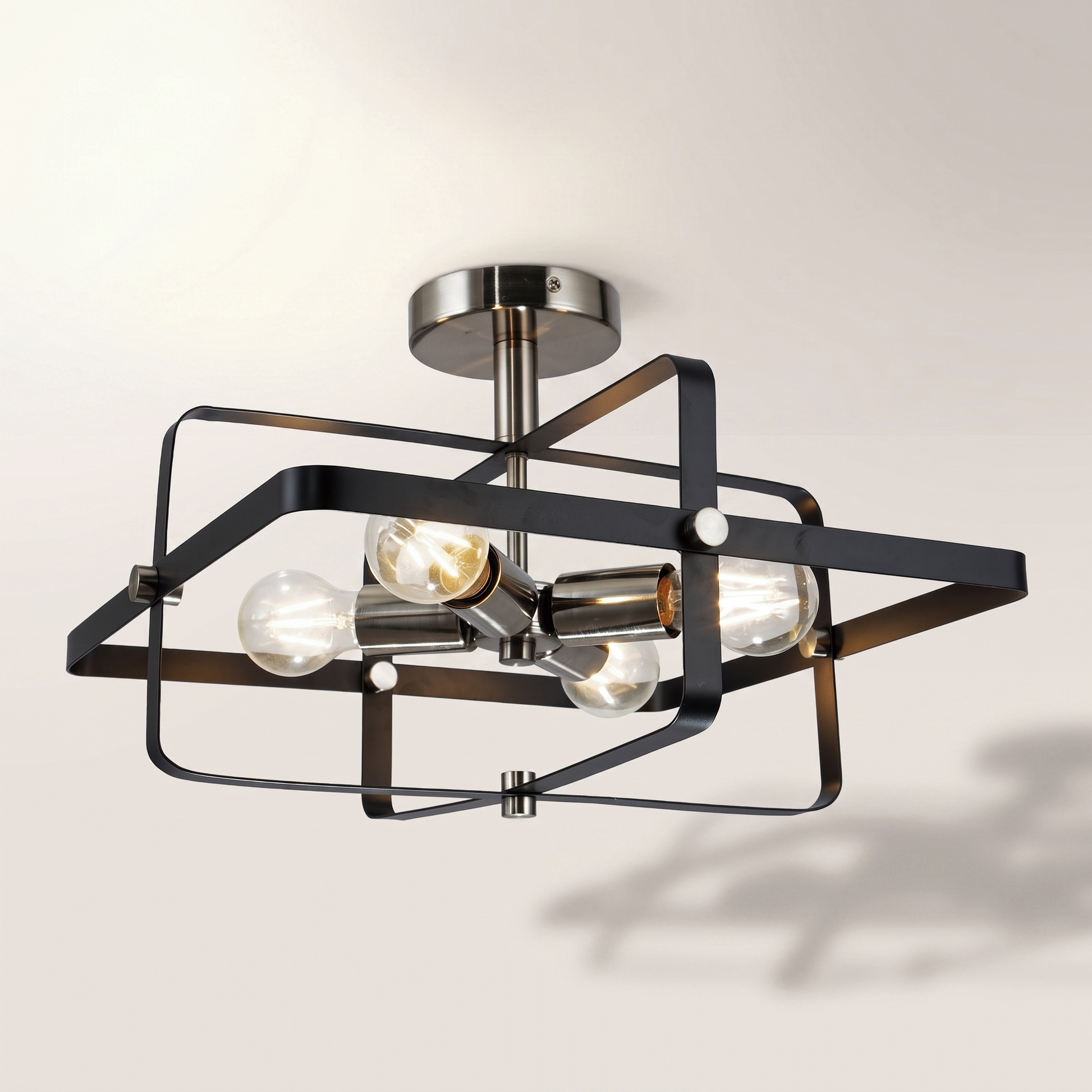 Sunkey 4-Light Ceiling Fixture — Black & Silver