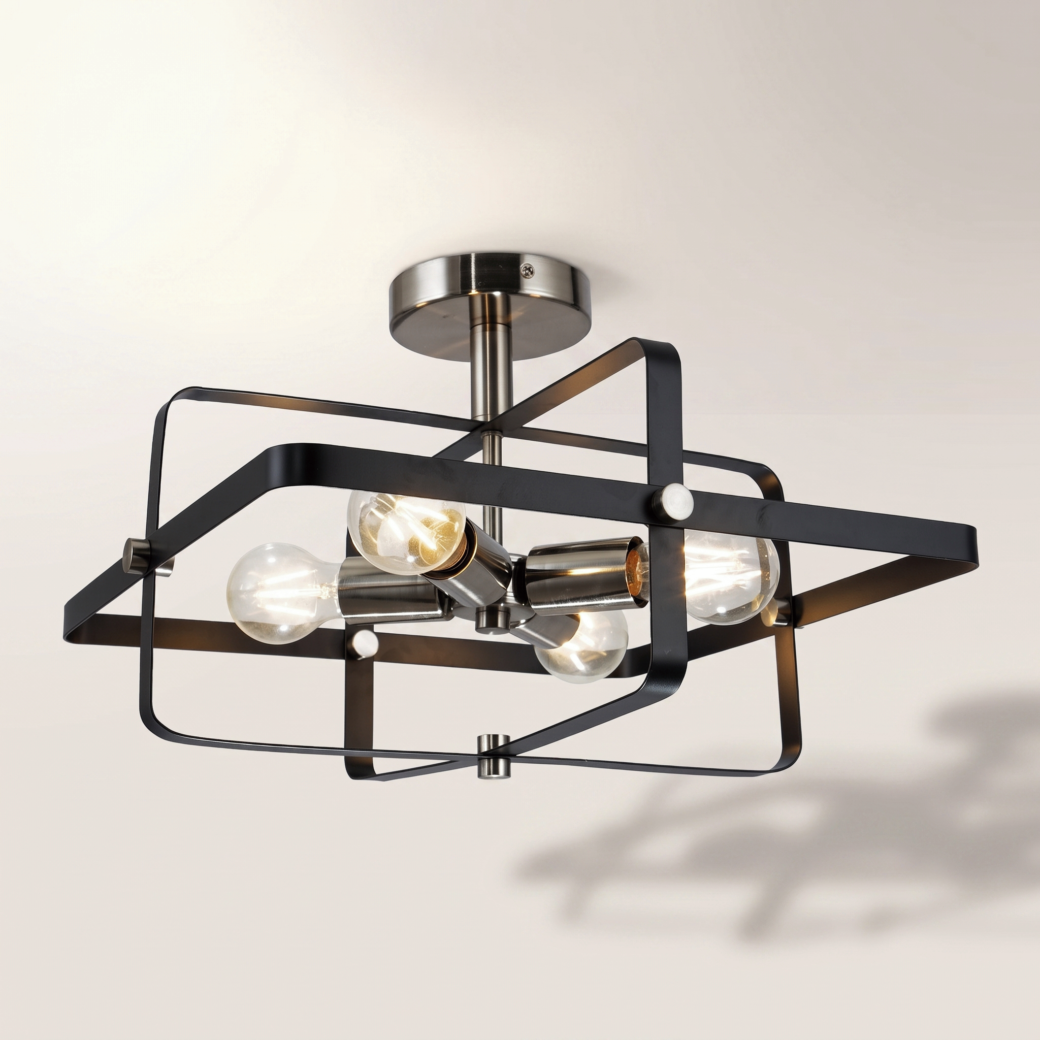 Sunkey 4-Light Ceiling Fixture — Black & Silver
