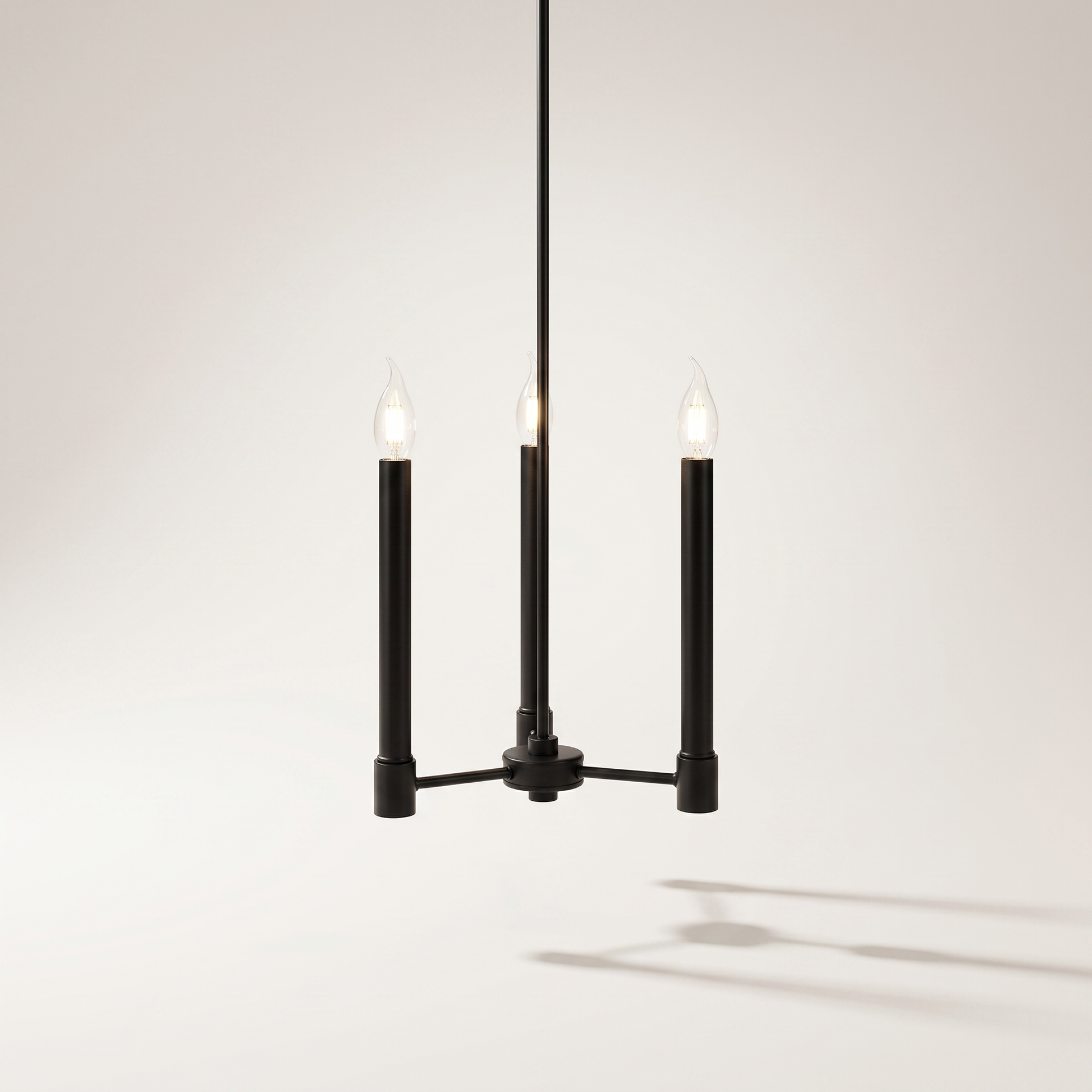 "Toscana" 3-Light Pendant — Matte Black, Adjustable Height