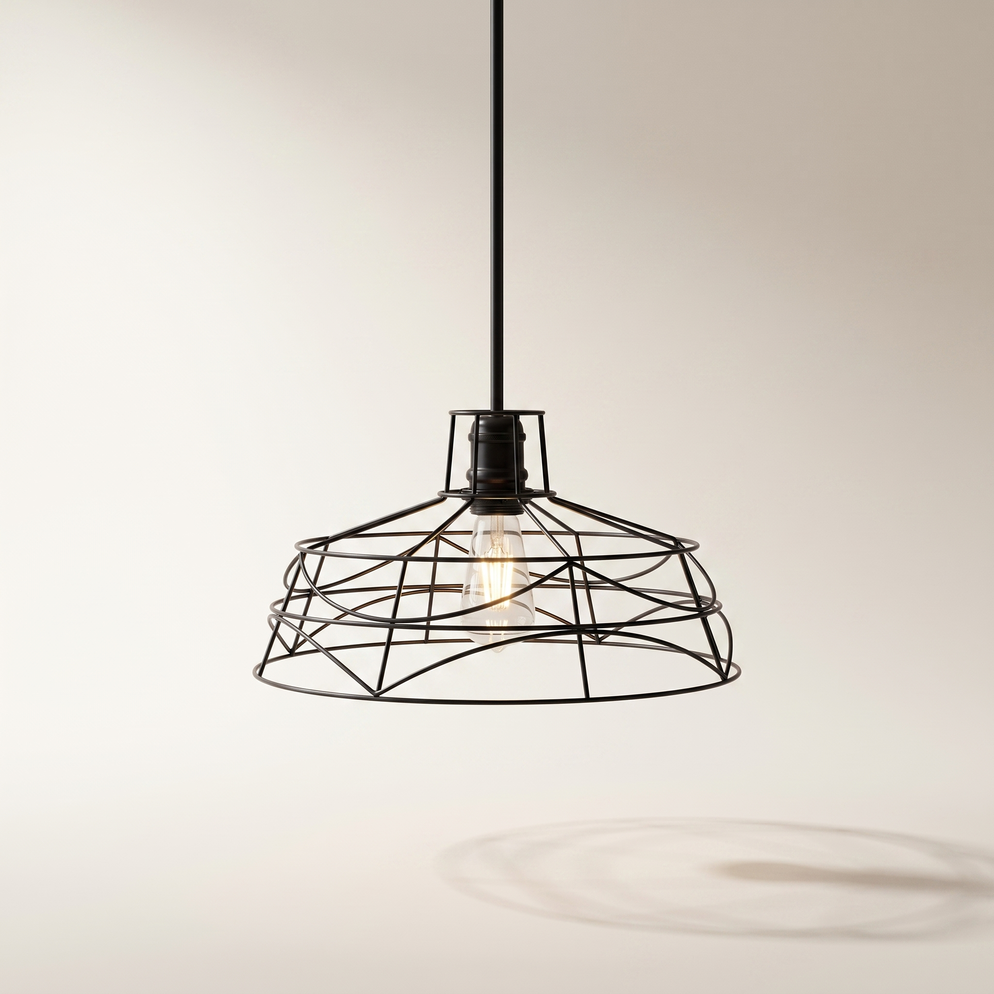 "Veronica" Single-Light Pendant — Matte Black, Adjustable Height