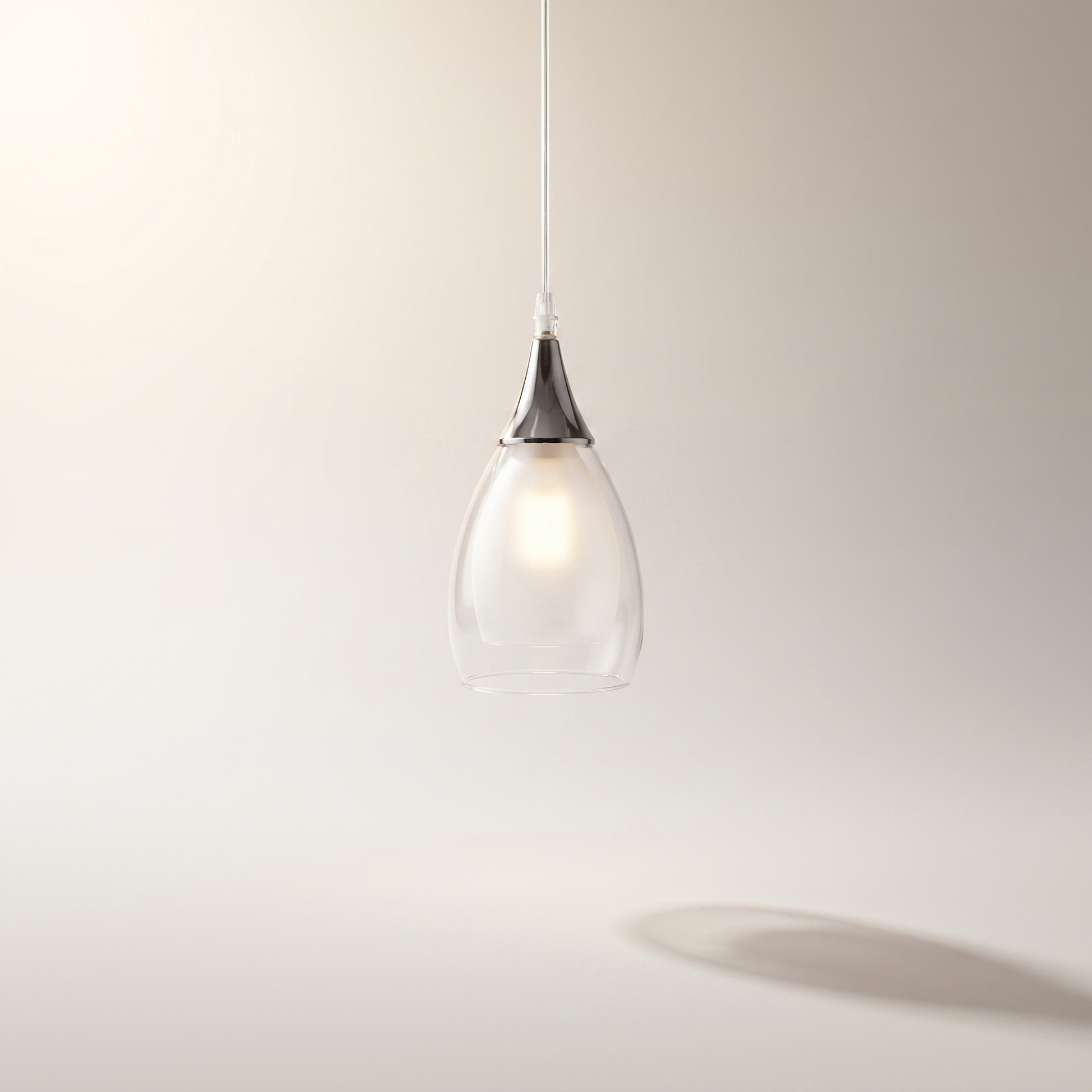 "Repley" 1-Light Pendant — White Finish with Clear Glass