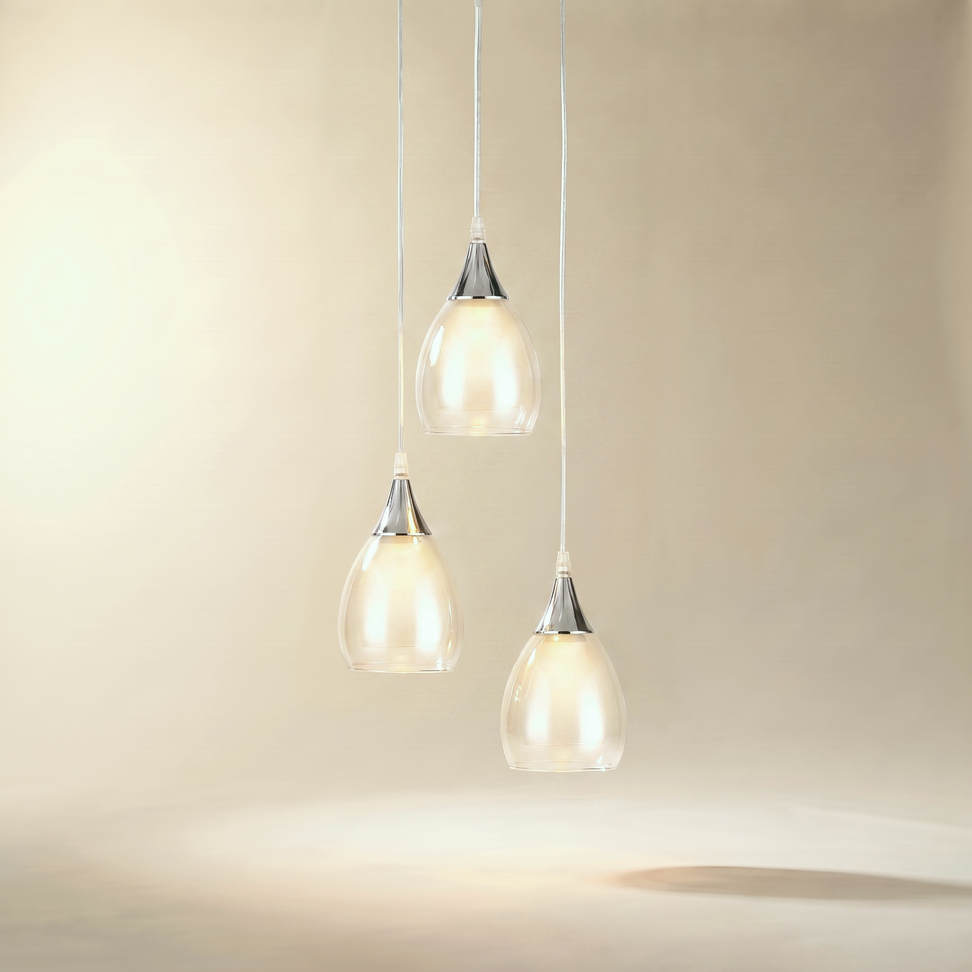 "Repley" 3-Light Pendant — White Finish with Clear Glass