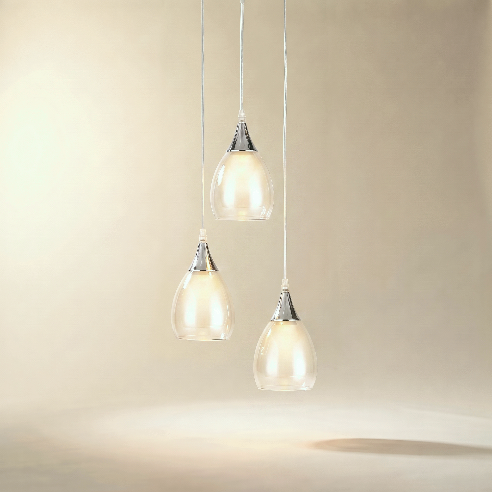 "Repley" 3-Light Pendant — White Finish with Clear Glass