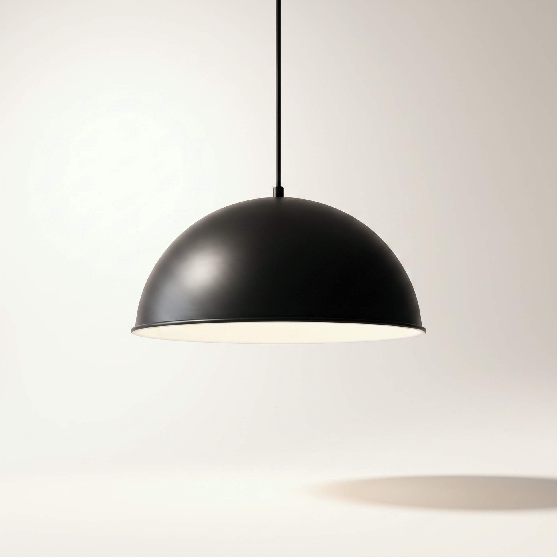 "Trebecca" 15" Pendant — Matte Black Outside, White Inside