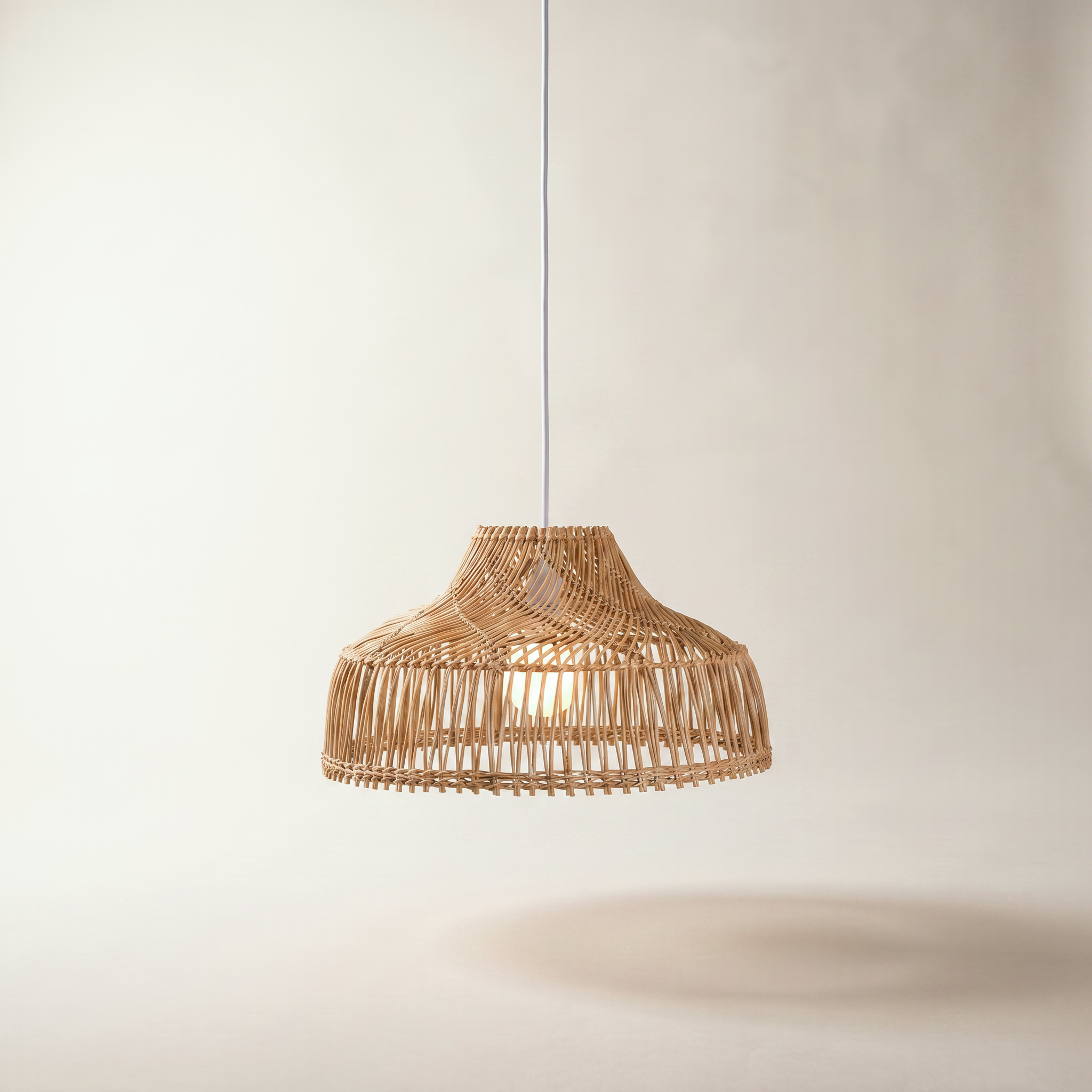 "Wellington" Rattan Pendant Fixture — Natural, 40 x 22 cm