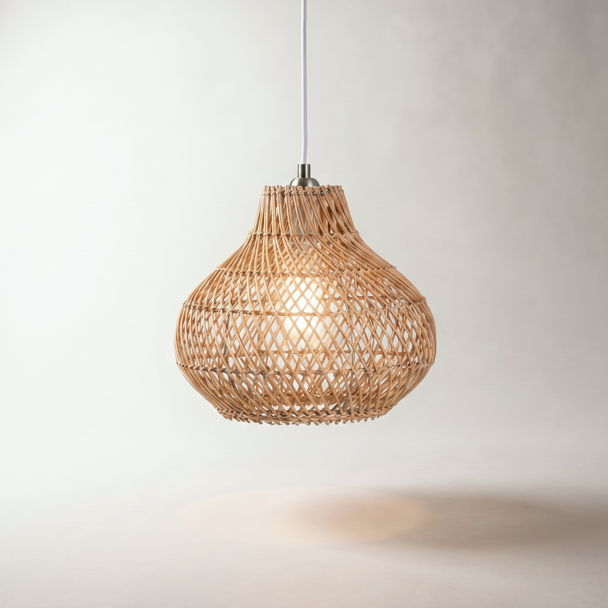 "Home Town" Rattan Pendant Fixture — Natural, 35 x 30 cm