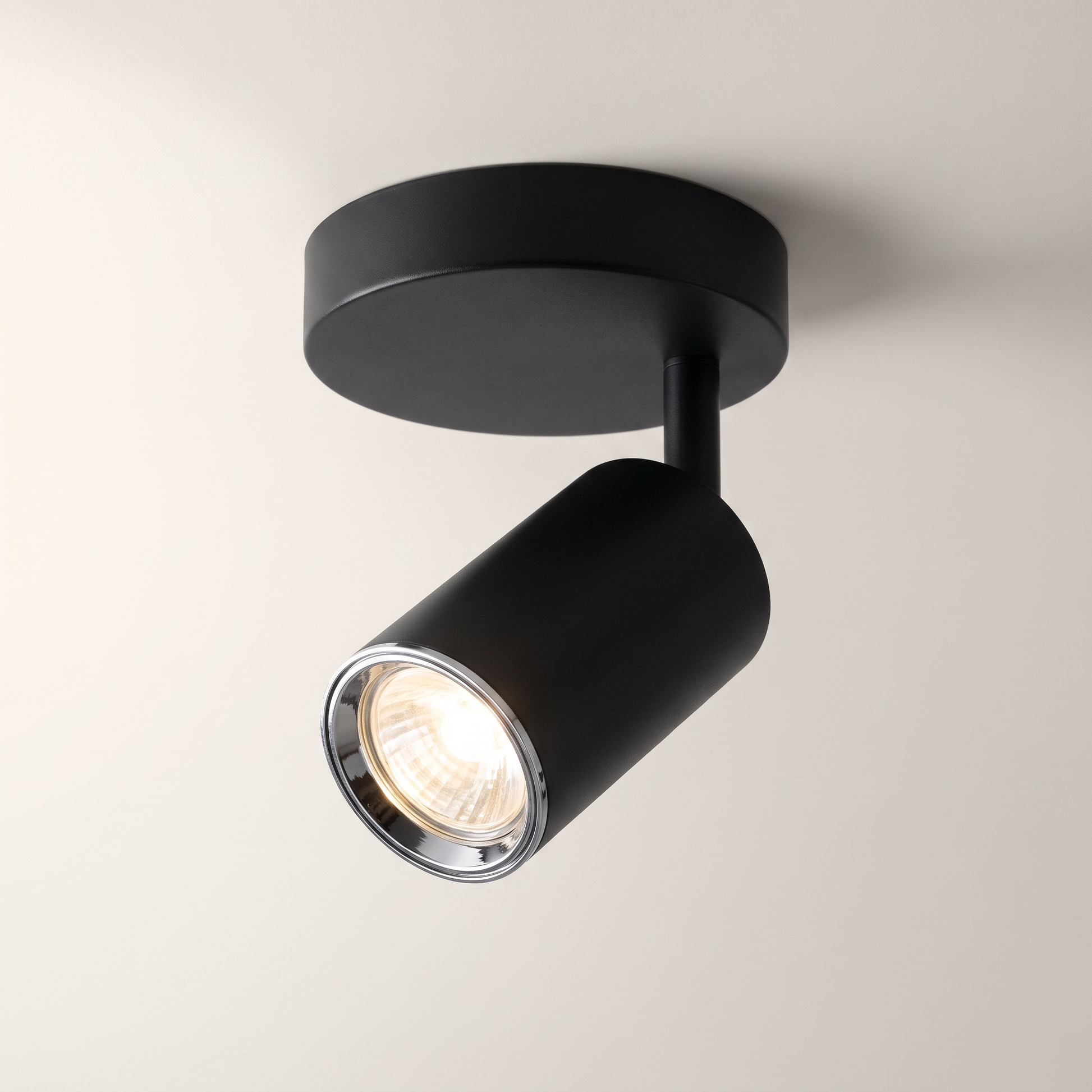 "Flemings" 1-Head Swivel Ceiling Light — Black, GU10