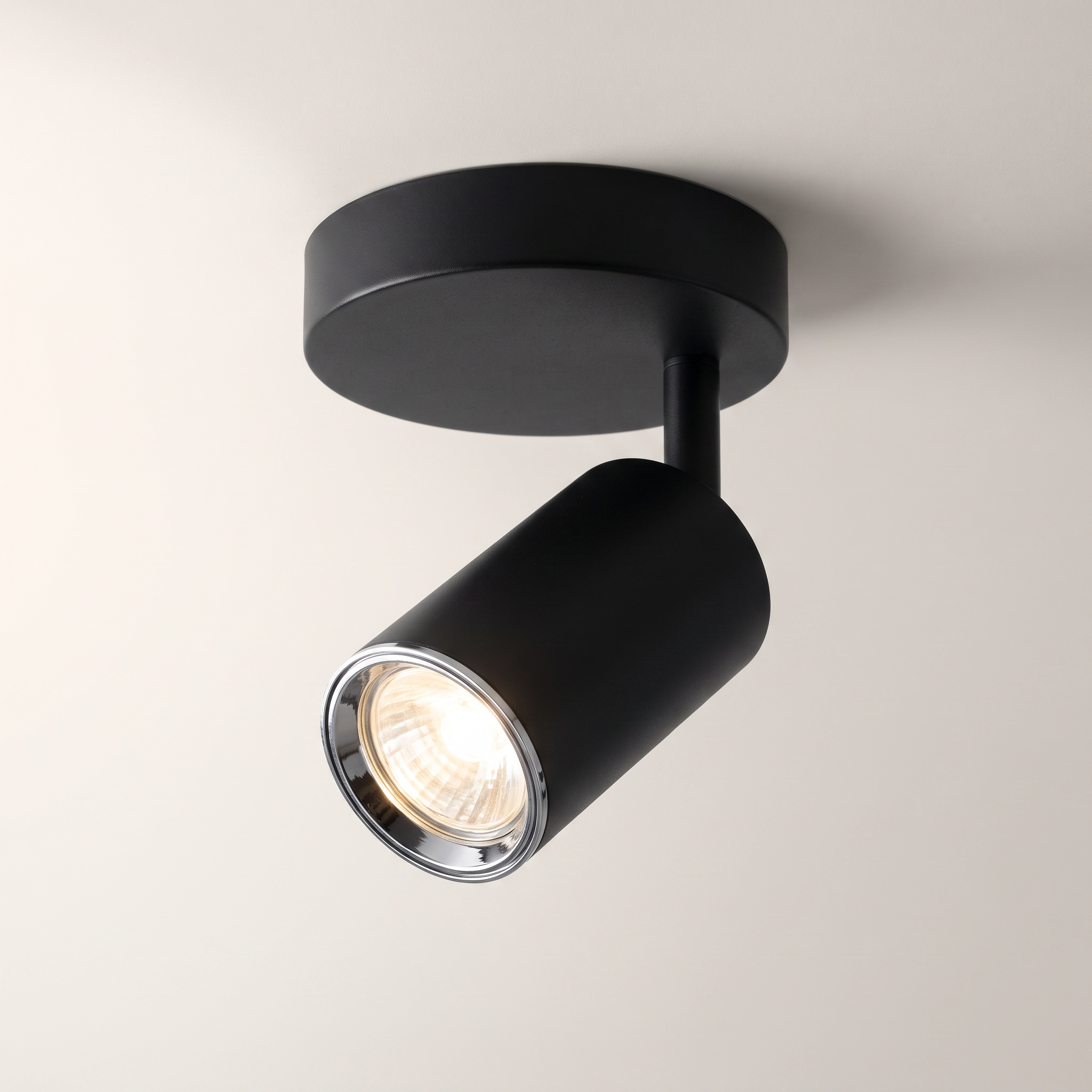 "Flemings" 1-Head Swivel Ceiling Light — Black, GU10
