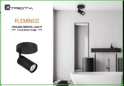 Ceiling swivel light 1 head black "Flemings"
