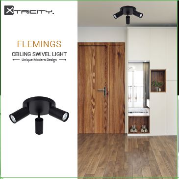 Canopy Track swivel 3 heads black ''Flemings''