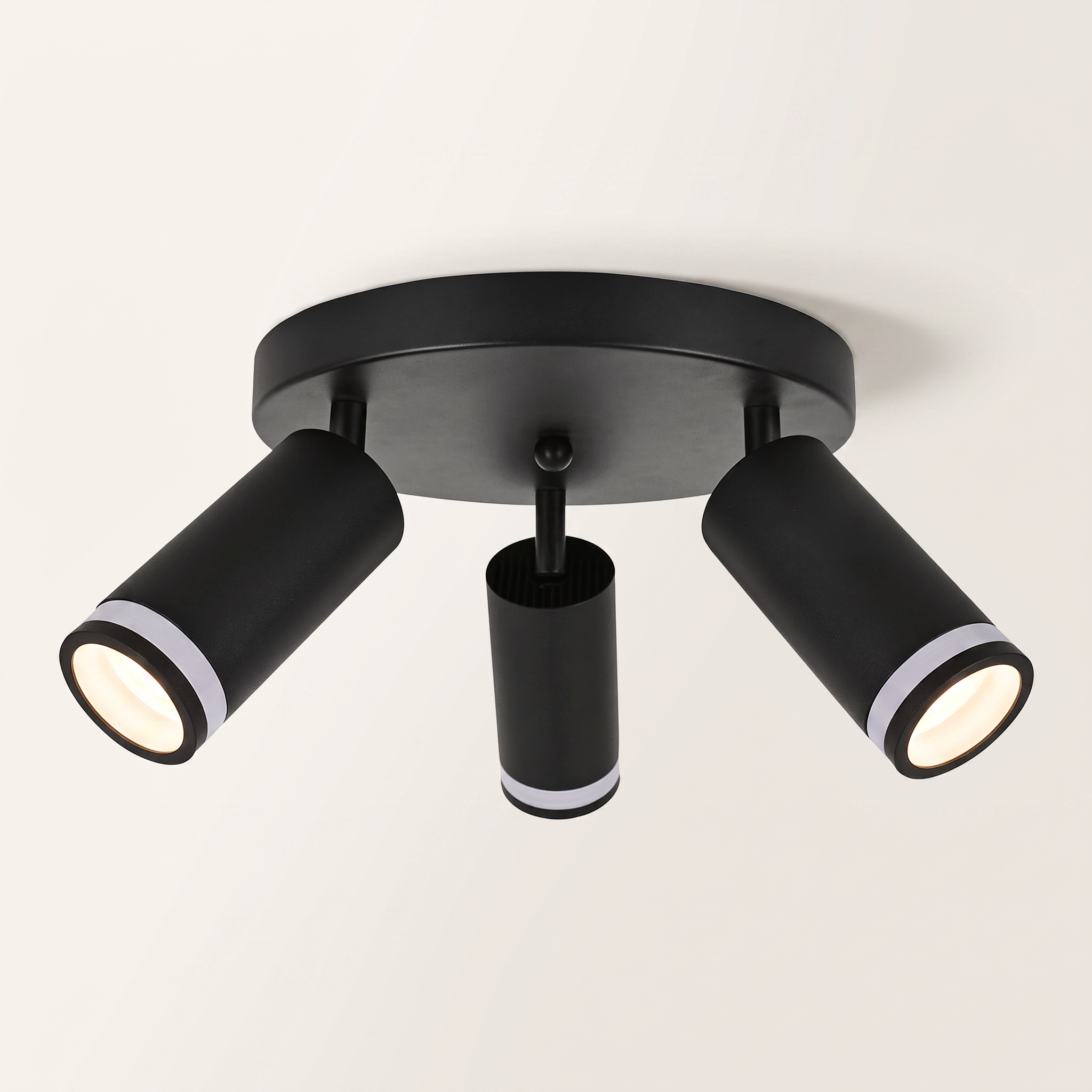 Valegro 3-Head Ceiling Swivel Light, Black & White