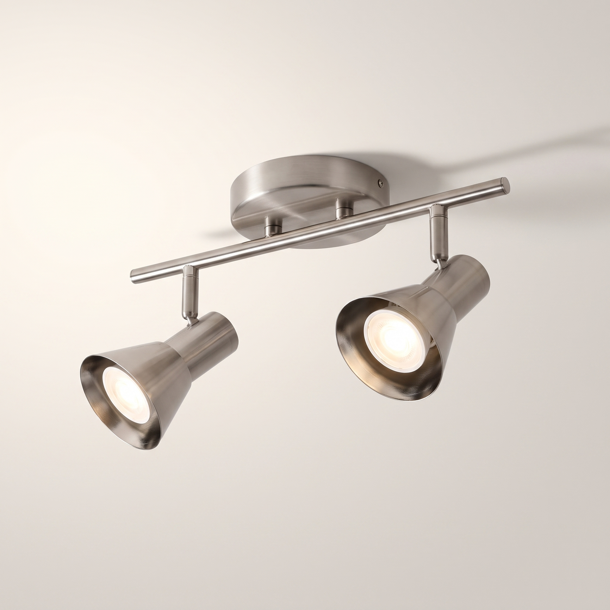 "Rosalie" 2-Head Track Light — Nickel & Chrome