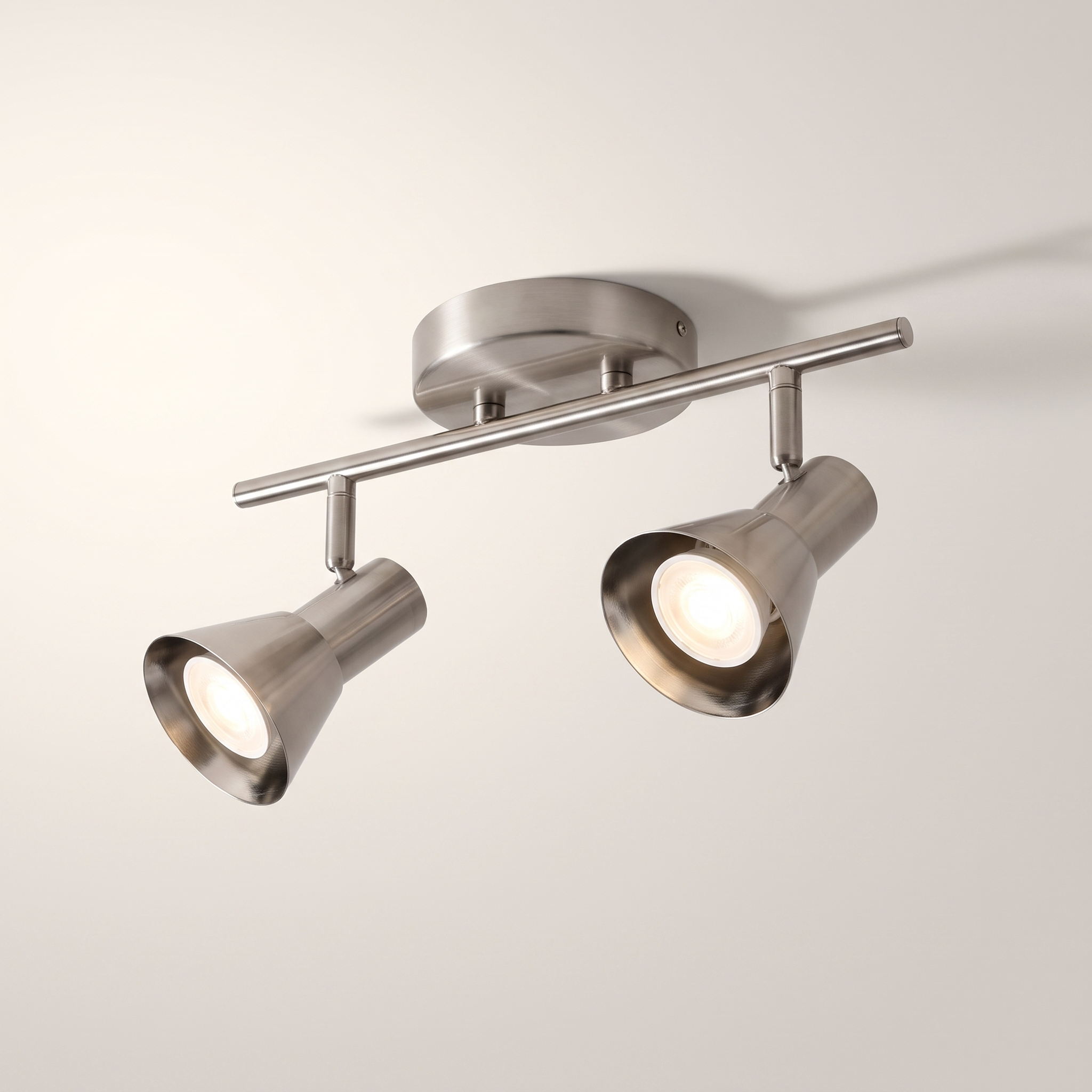 "Rosalie" 2-Head Track Light — Nickel & Chrome