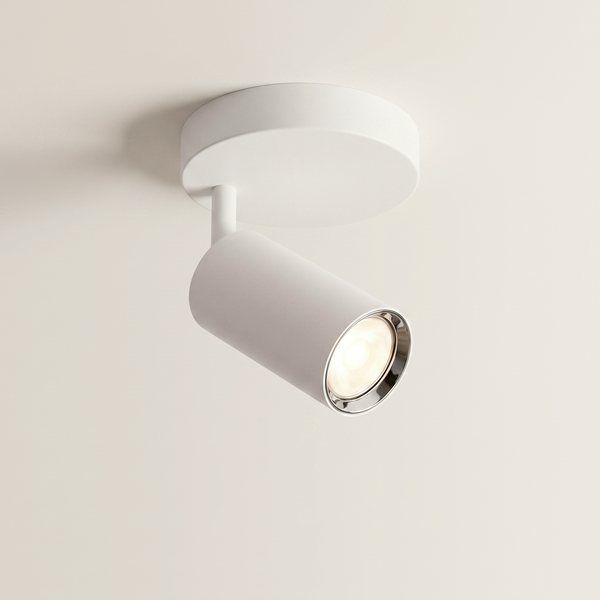 Flemings 1-Head Ceiling Swivel Light, White