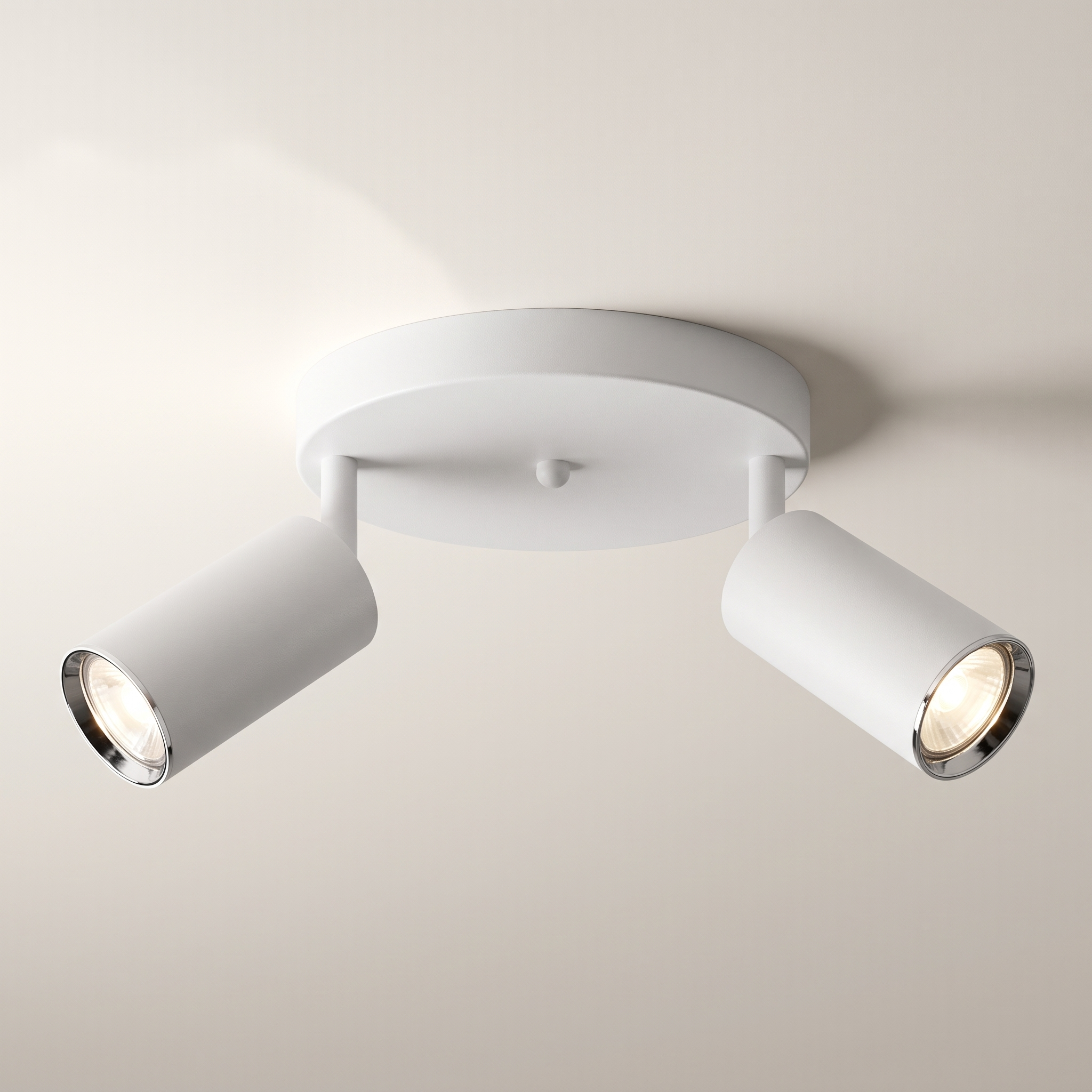 Flemings 2-Head Ceiling Swivel Light, White