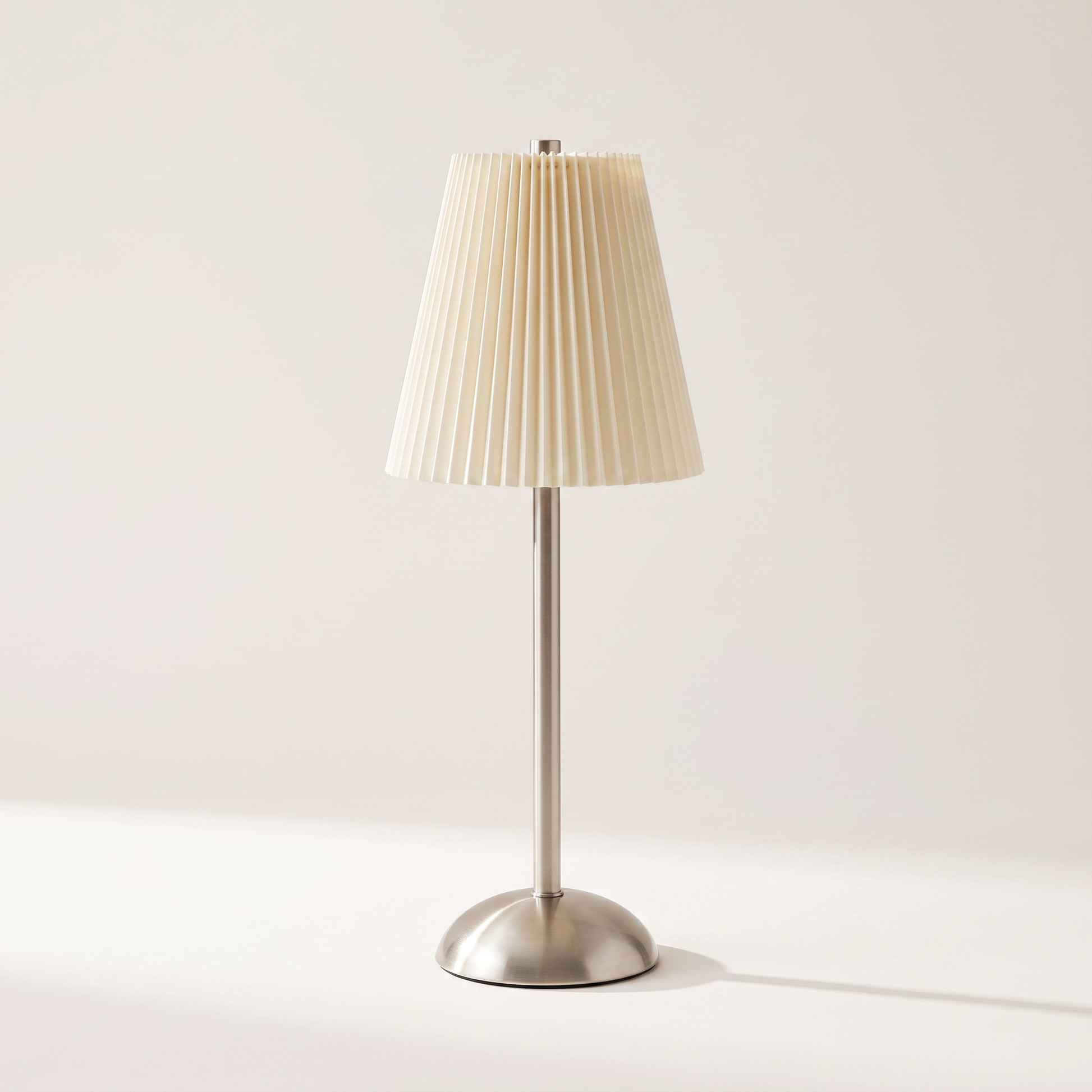 Roccabella USB Rechargeable LED Touch Table Lamp — Ivory Pleated Shade & Gold, Cordless, Dimmable 3-Colour