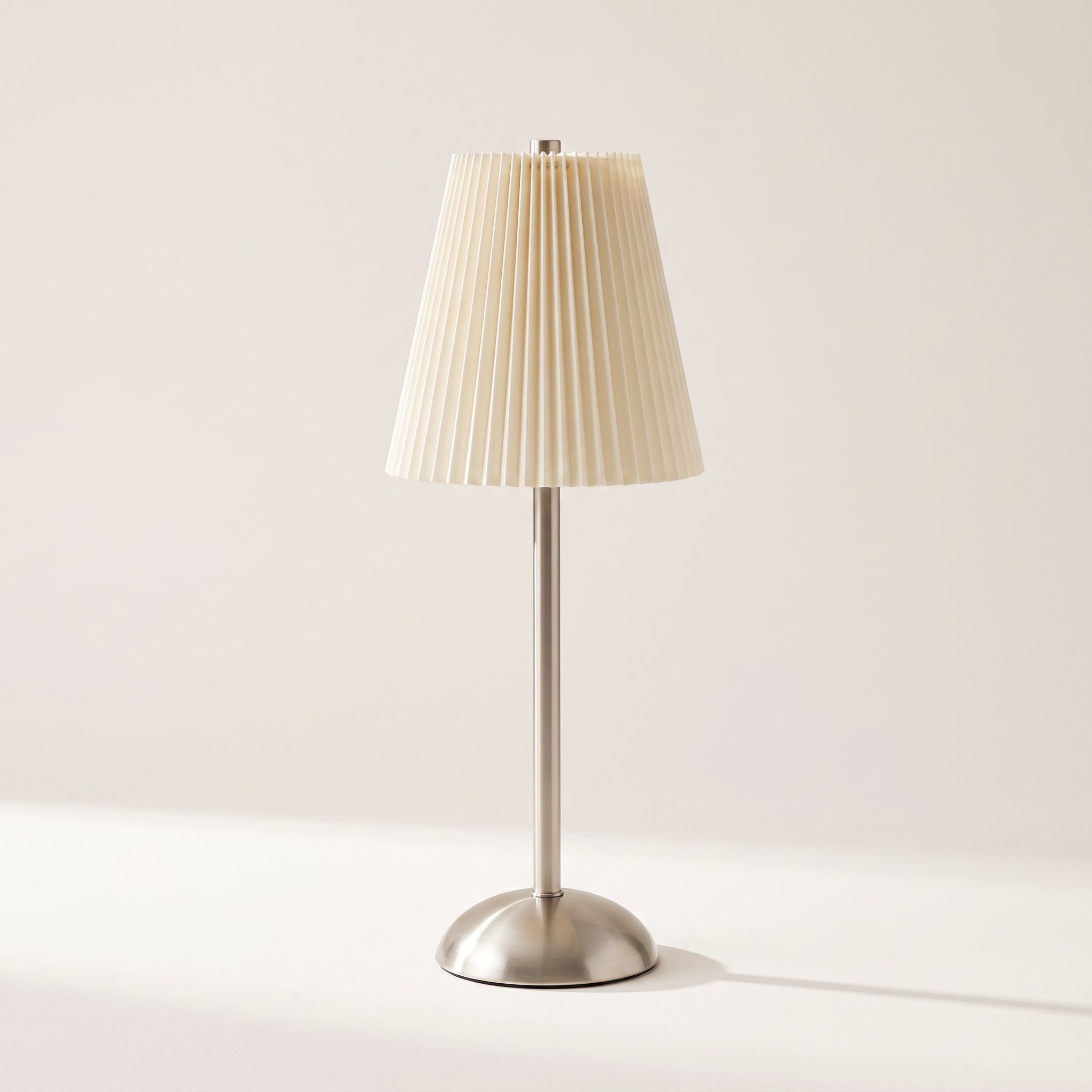 Roccabella USB Rechargeable LED Touch Table Lamp — Ivory Pleated Shade & Gold, Cordless, Dimmable 3-Colour