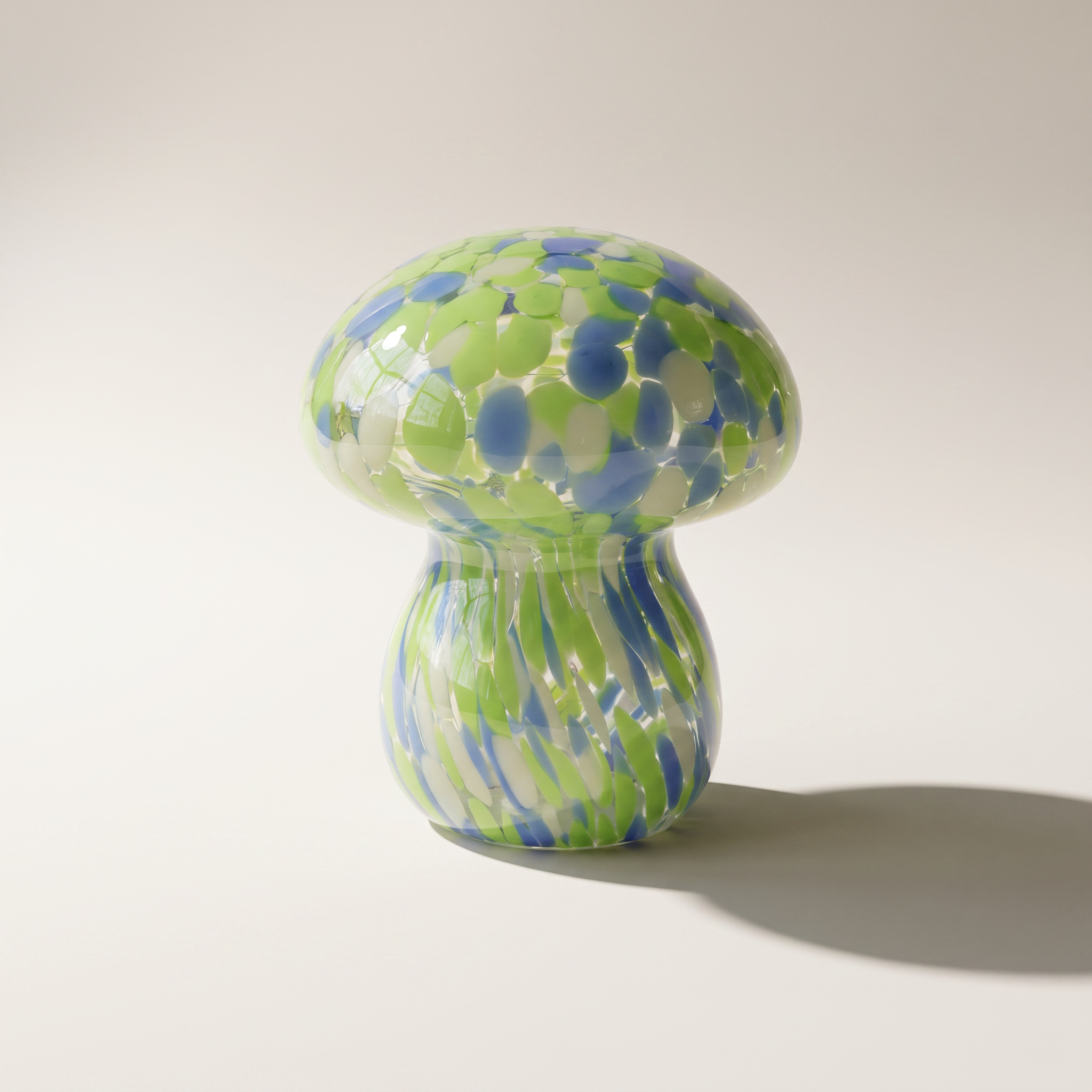 Lampe de table en verre soufflé Champignon Bleu