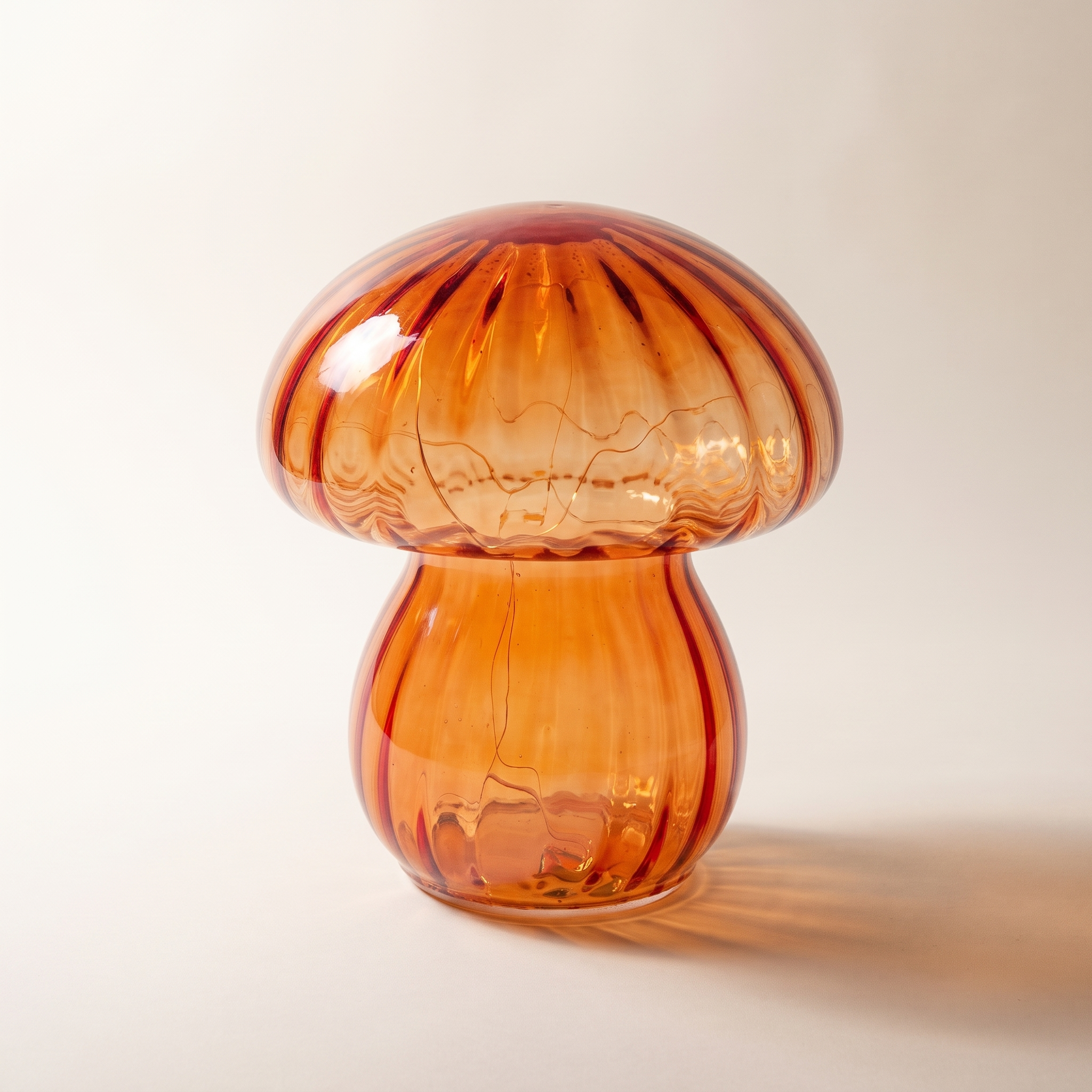 Lampe de table champignon en verre ambré