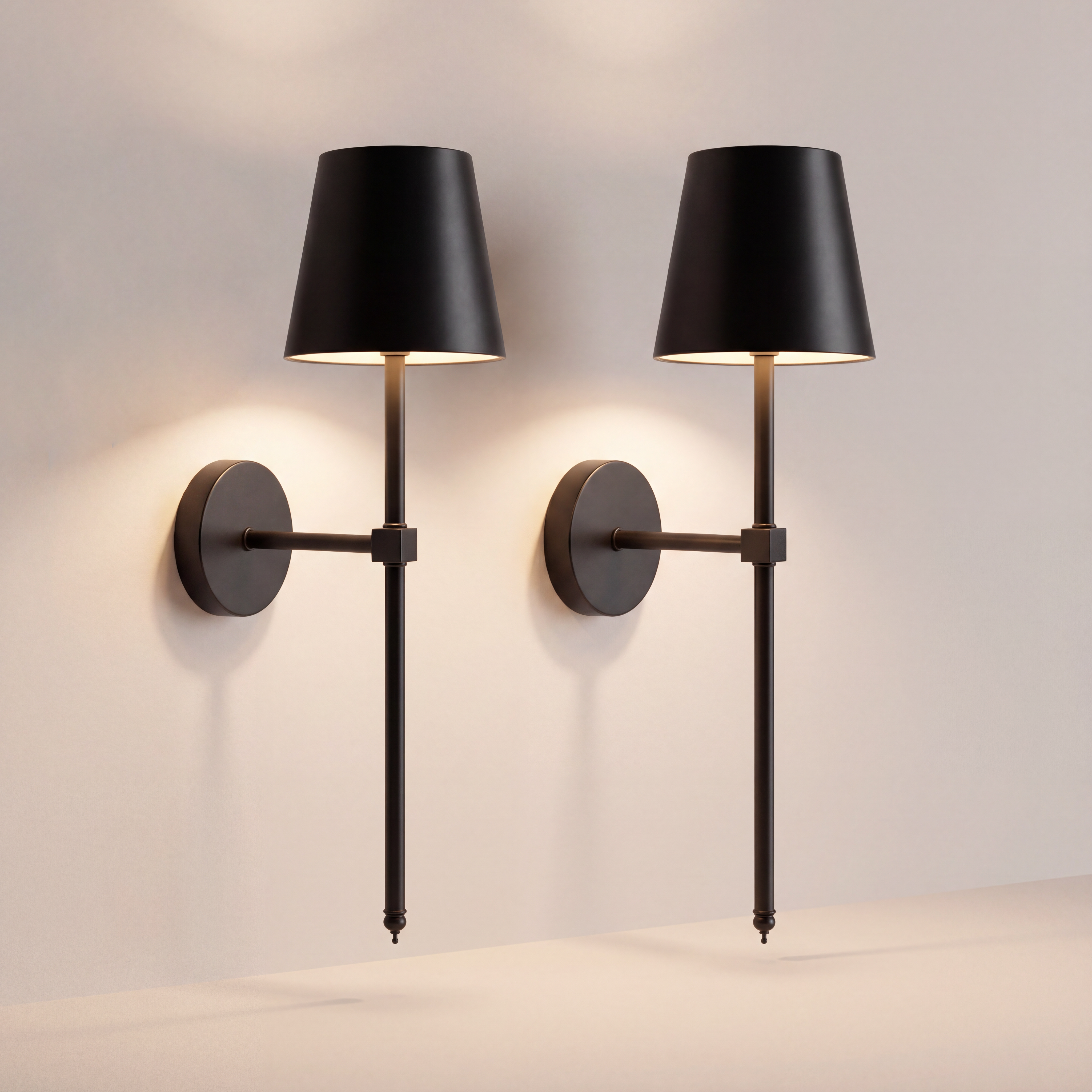 "Nova" Rechargeable LED Wall Sconce 3W, 210 Lumens, 3000K, 4000K, 6000K, Dimmable — Black, 2-Pack