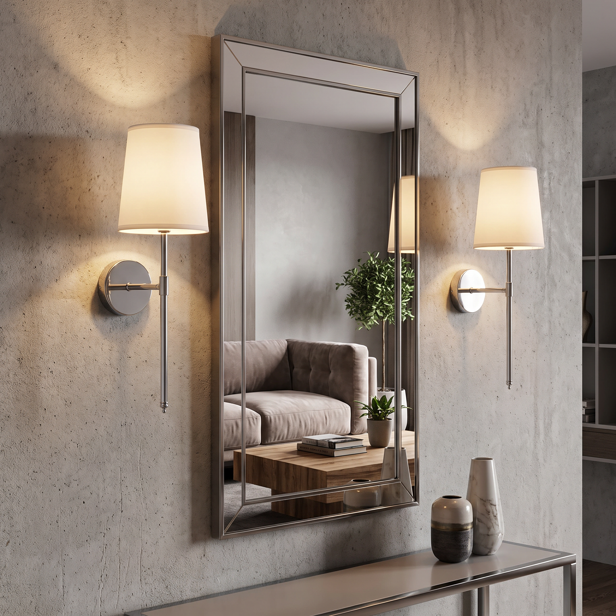"Étoile" Rechargeable LED Wall Sconce 3W, 300 Lumens, 3000K, 4000K, 6000K + RGB, Dimmable — Chrome & white, 2-Pack