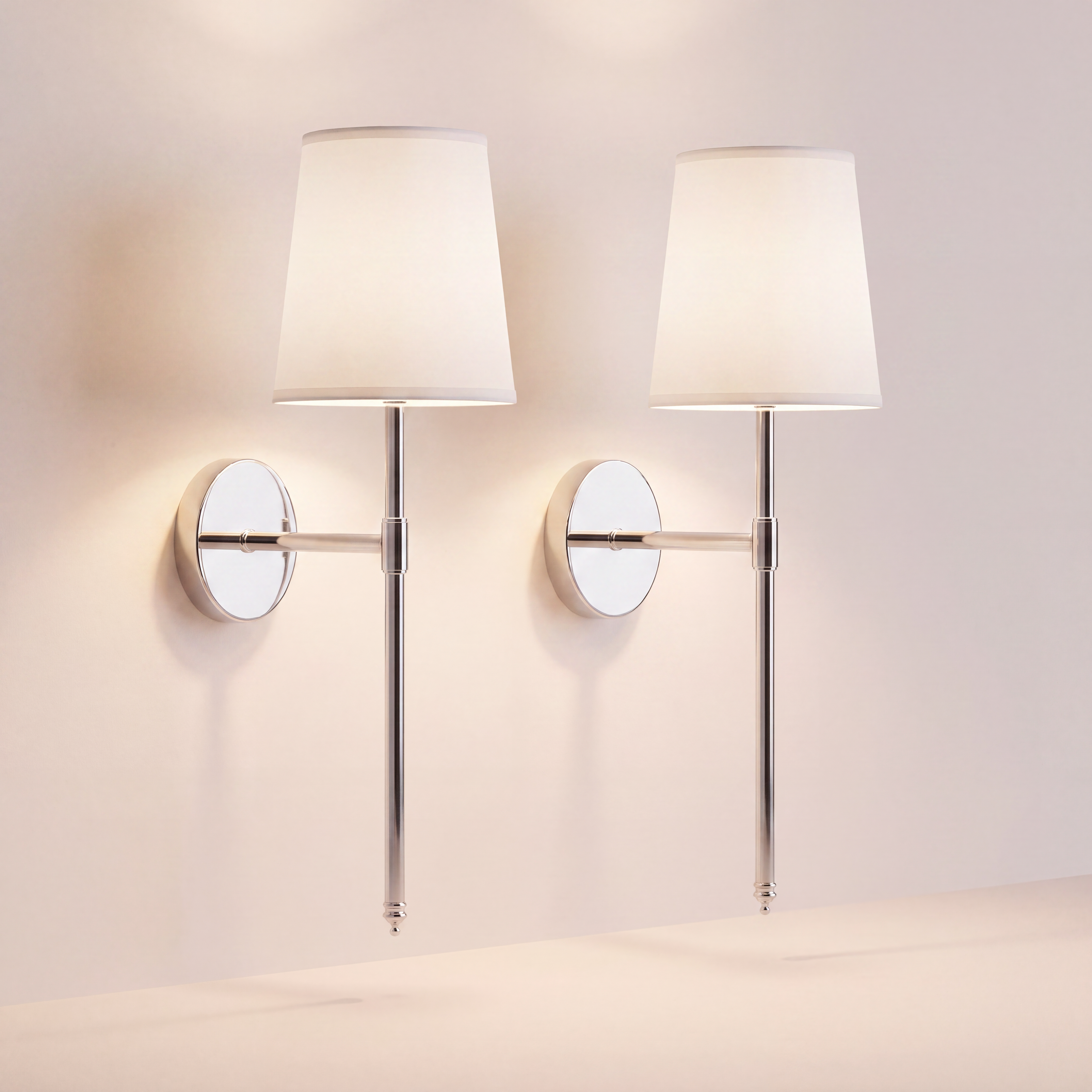 "Étoile" Rechargeable LED Wall Sconce 3W, 300 Lumens, 3000K, 4000K, 6000K + RGB, Dimmable — Chrome & white, 2-Pack
