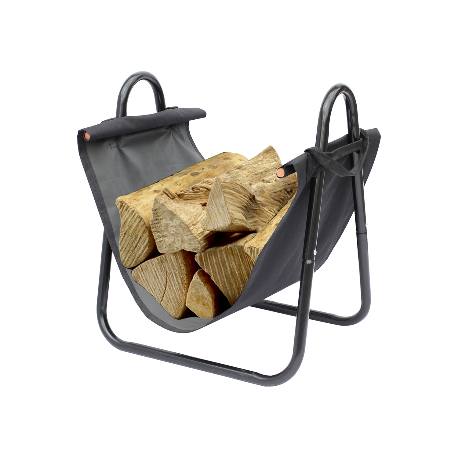 Firewood Rack with Tote Bag Black 40 × 45 × 50 cm "Wincheste