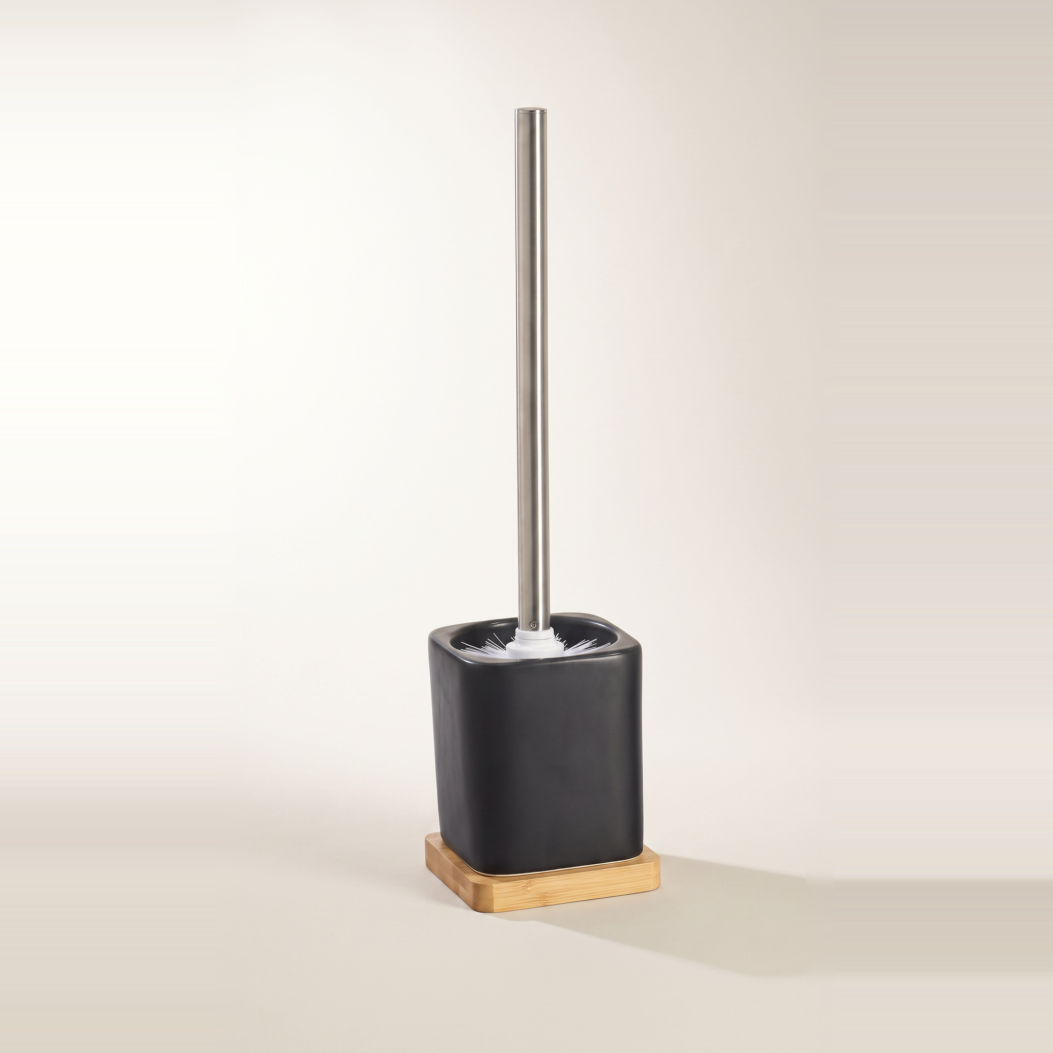 Porte-balai WC Dolomite noir mat avec bambou