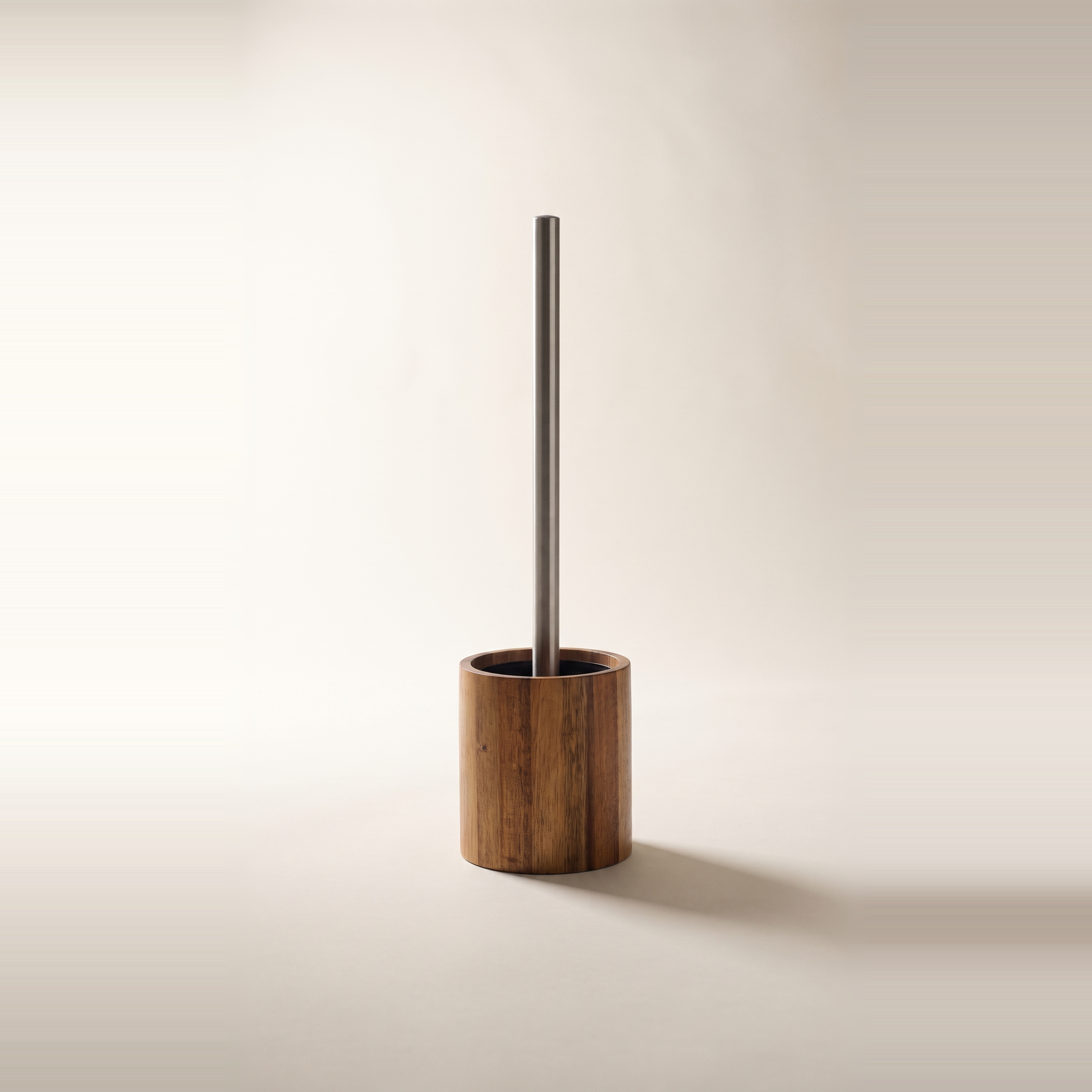 Brosse WC en bois d'acacia JS avec manche en acier inoxydable