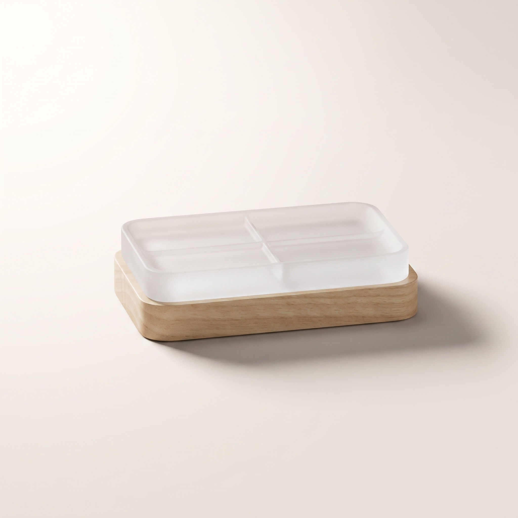 Porte-savon en polyrésine avec détails en bois d'hévéa – Blanc