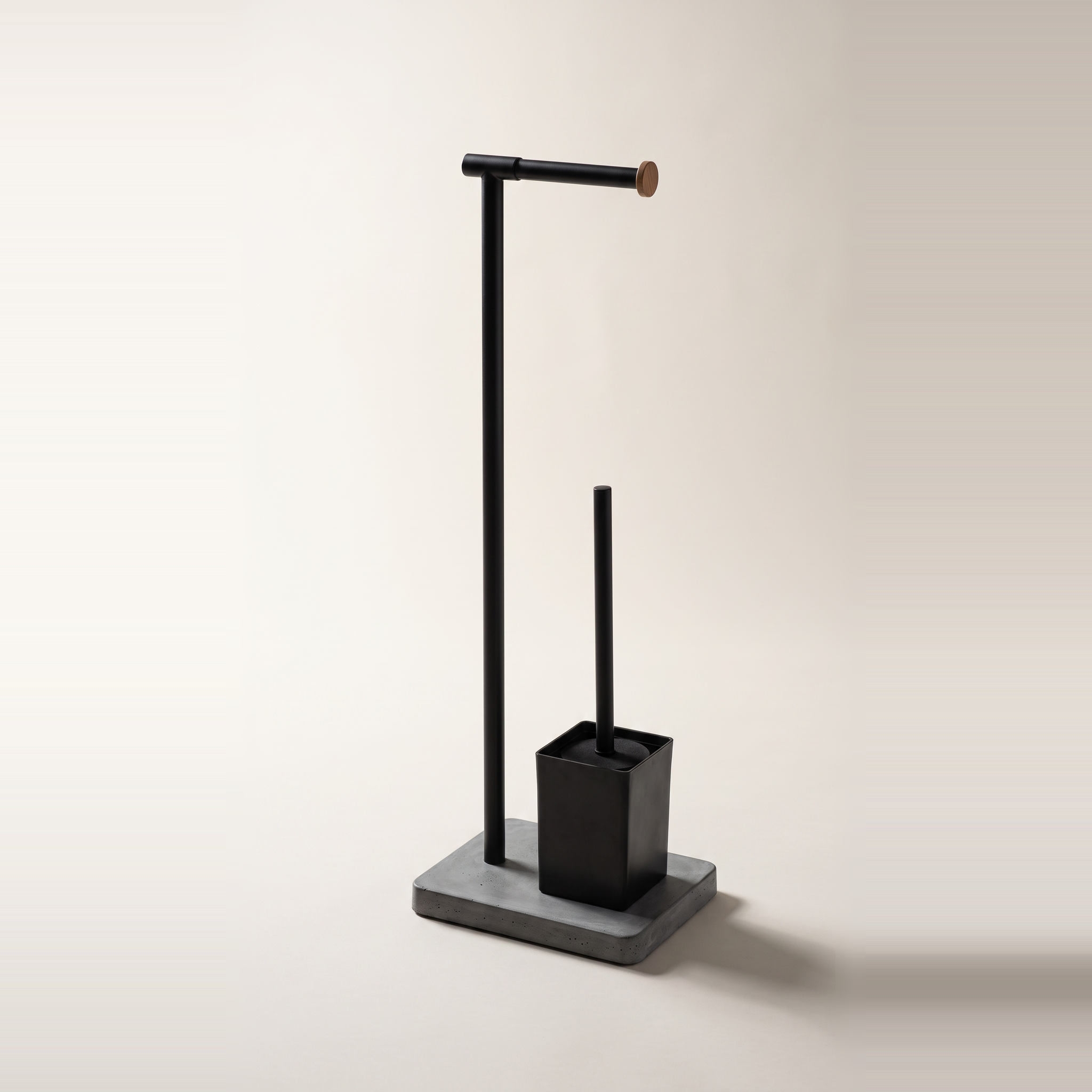 Porte-papier toilette et brosse 2-en-1 sur base en ciment
